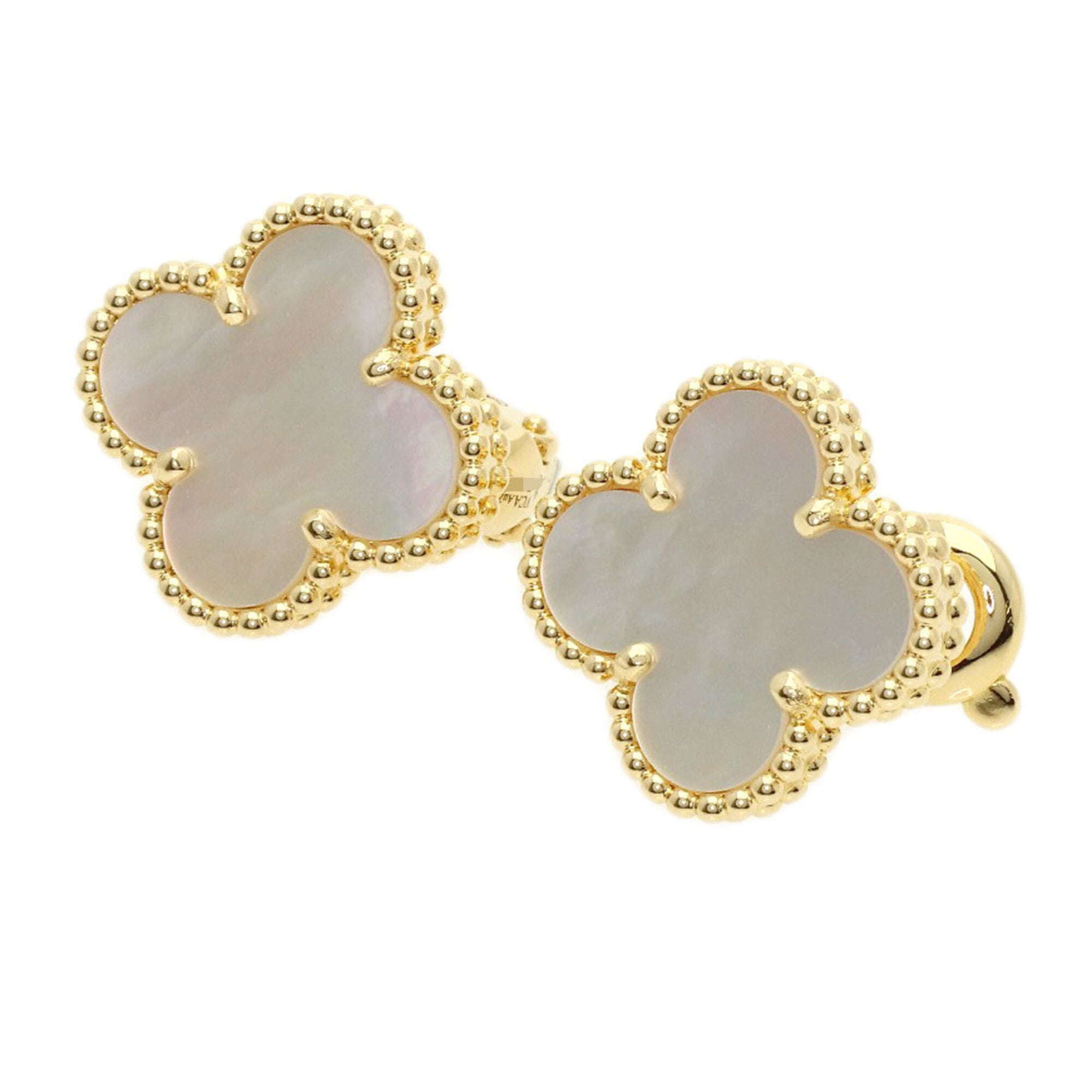 Van Cleef & Arpels Vintage Alhambra Shell Earrings, 18K Yellow Gold, Women\'s