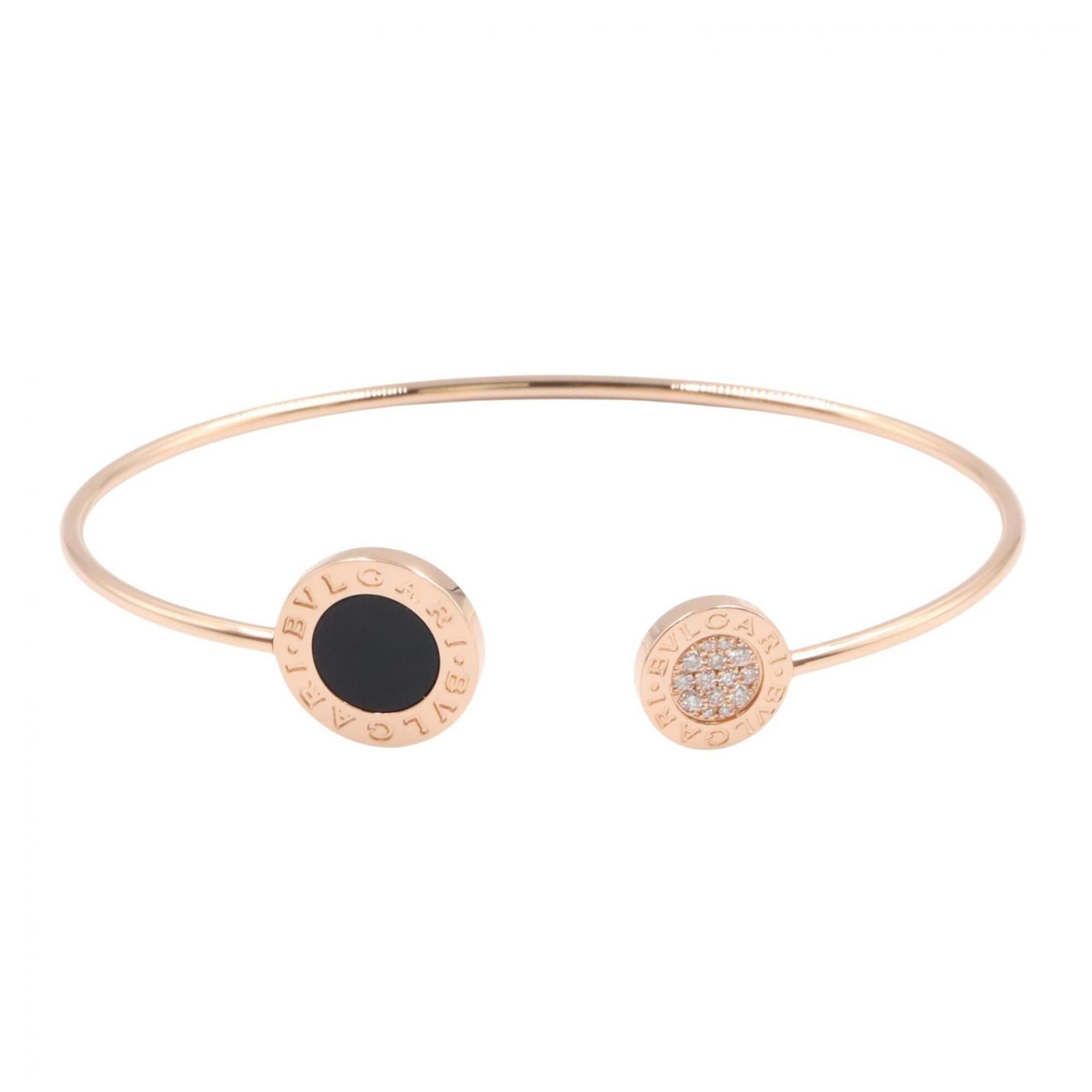 BVLGARI Onyx Diamond Bracelet Accessory 18KPG (Pink Gold) Women\'s Gold Black Clear