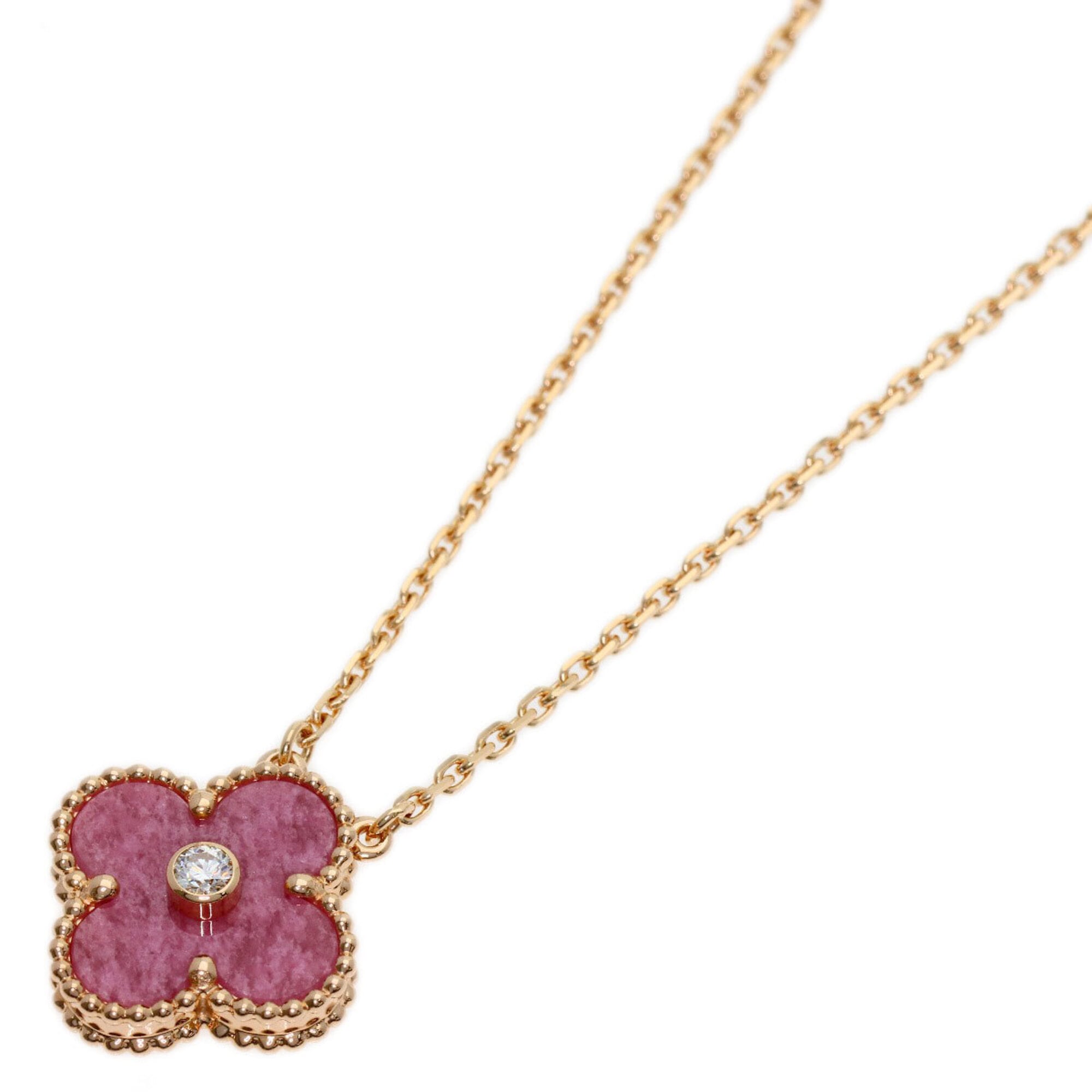Van Cleef & Arpels Vintage Alhambra Rhodonite Diamond Necklace, 18K Pink Gold, Women\'s