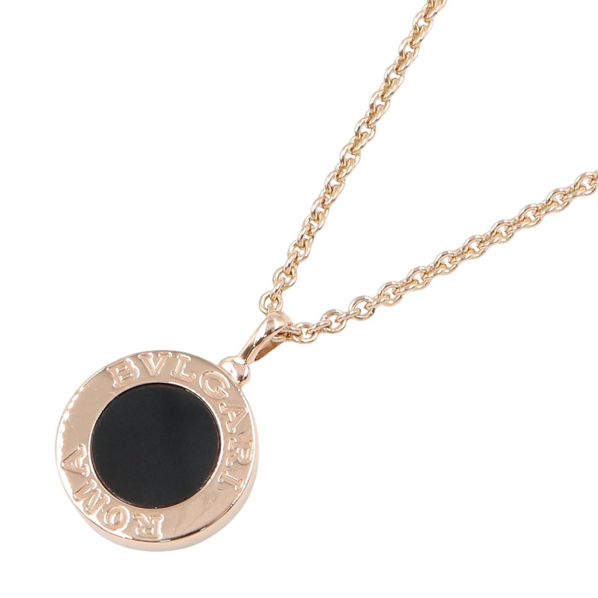 BVLGARI Necklace Diamond Onyx Jewelry 18KPG (Pink Gold) Women\'s Gold Tone Clear Black 350815