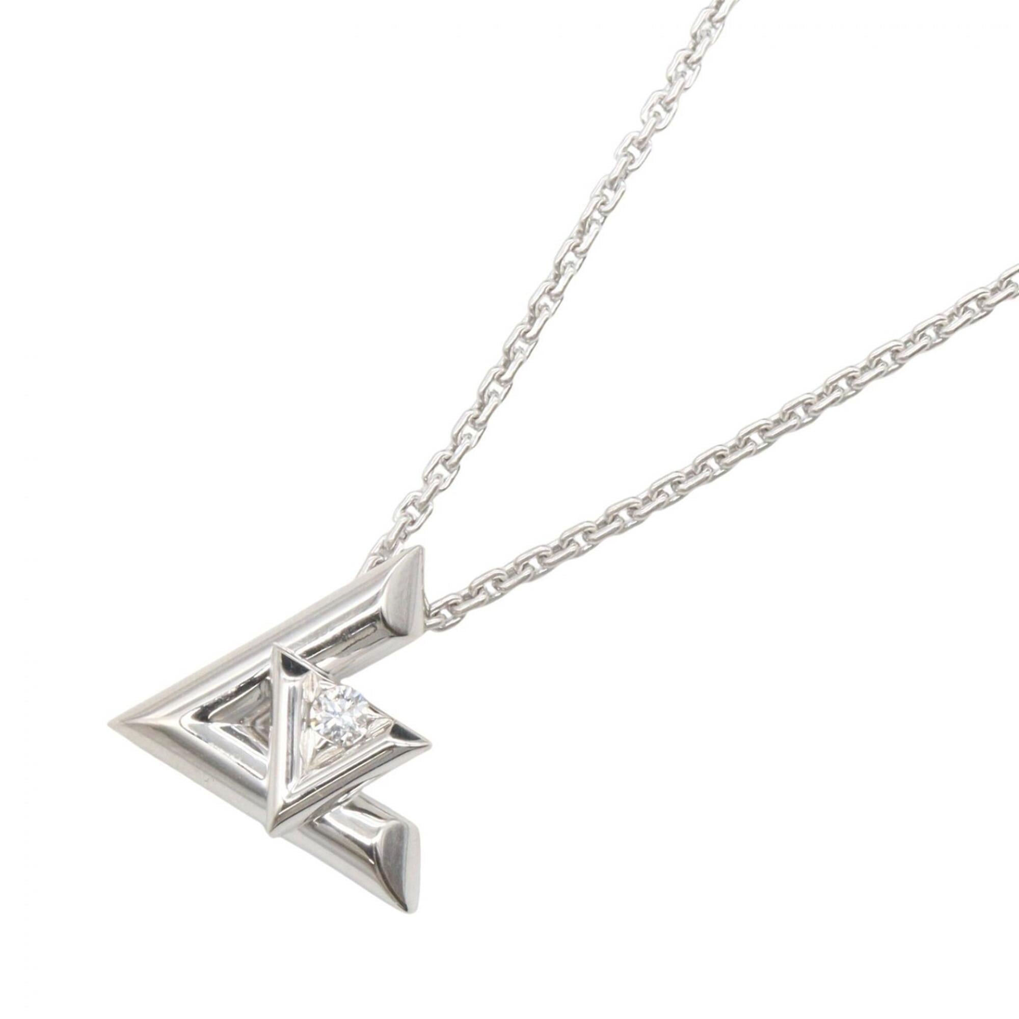 Louis Vuitton Pendant Volte 1 GM Diamond Necklace, 18K White Gold (18KWG), Diamond, Men\'s/Women\'s,
