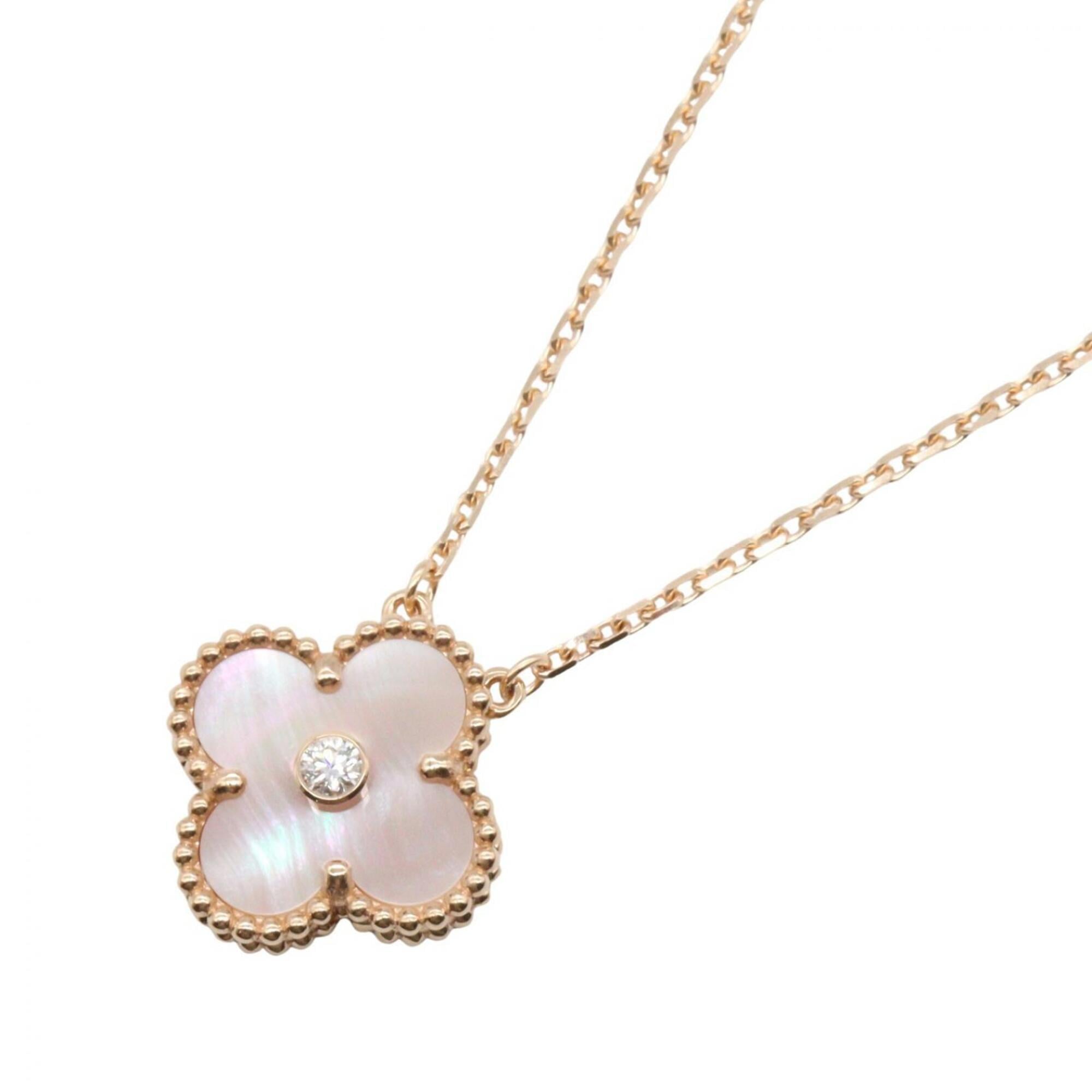 Van Cleef & Arpels Vintage Alhamb Pink Mother-of-Pearl 1PD Necklace Jewelry 18KPG (Pink Gold) Women\