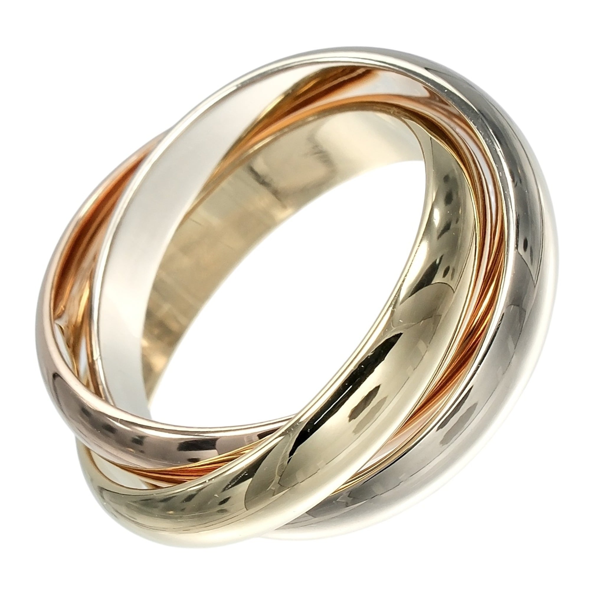 Cartier Trinity Ring, Size 12.5, 4mm Band, 18K Gold (YG, PG, WG), Approx. 11.4g