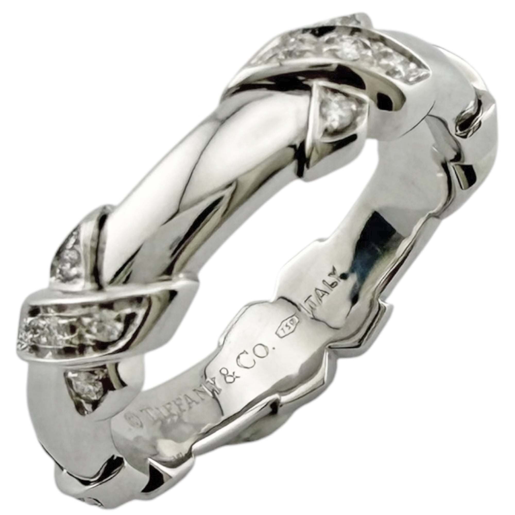 Tiffany & Co. Signature Cross X Ring, 18K White Gold, Diamond, Women\'s Ring.