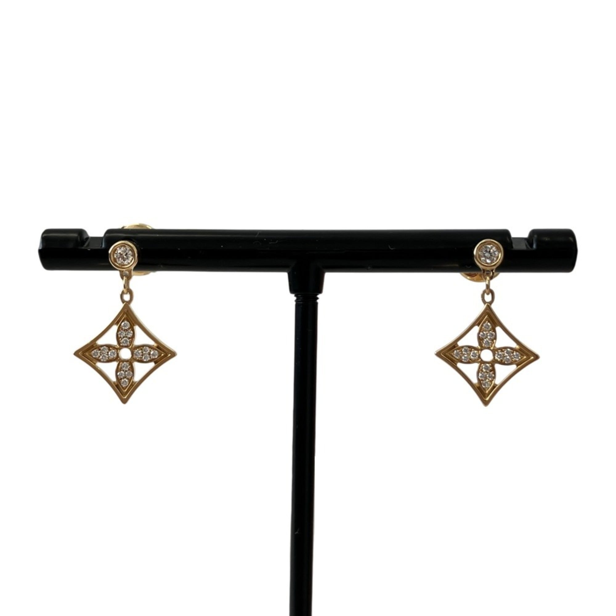 LOUIS VUITTON Louis Vuitton Monogram Idylle Blossom 750 Diamond Earrings Yellow Gold Women\'s