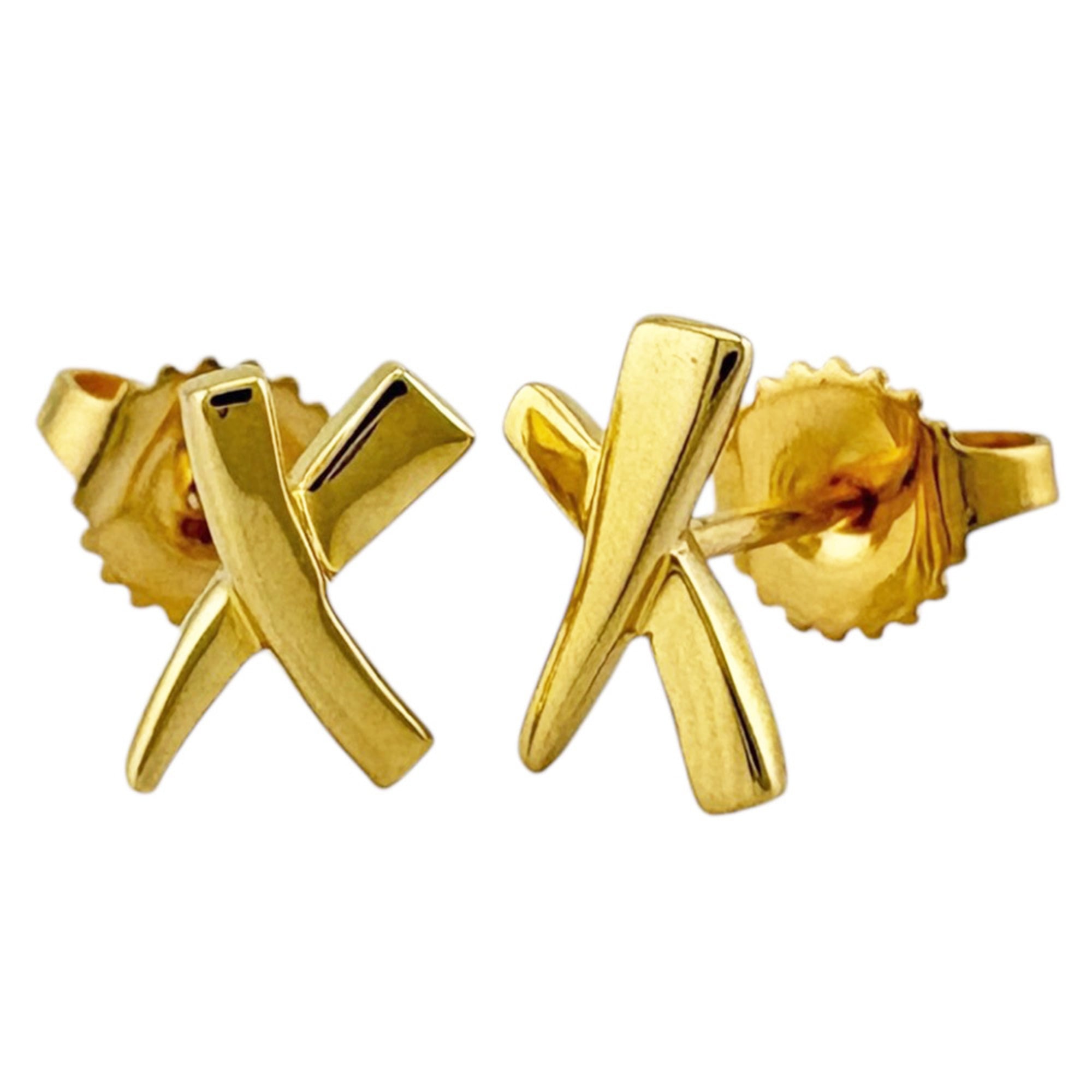 Tiffany Kiss Earrings, 18K Yellow Gold, Women\'s, Pre-owned.