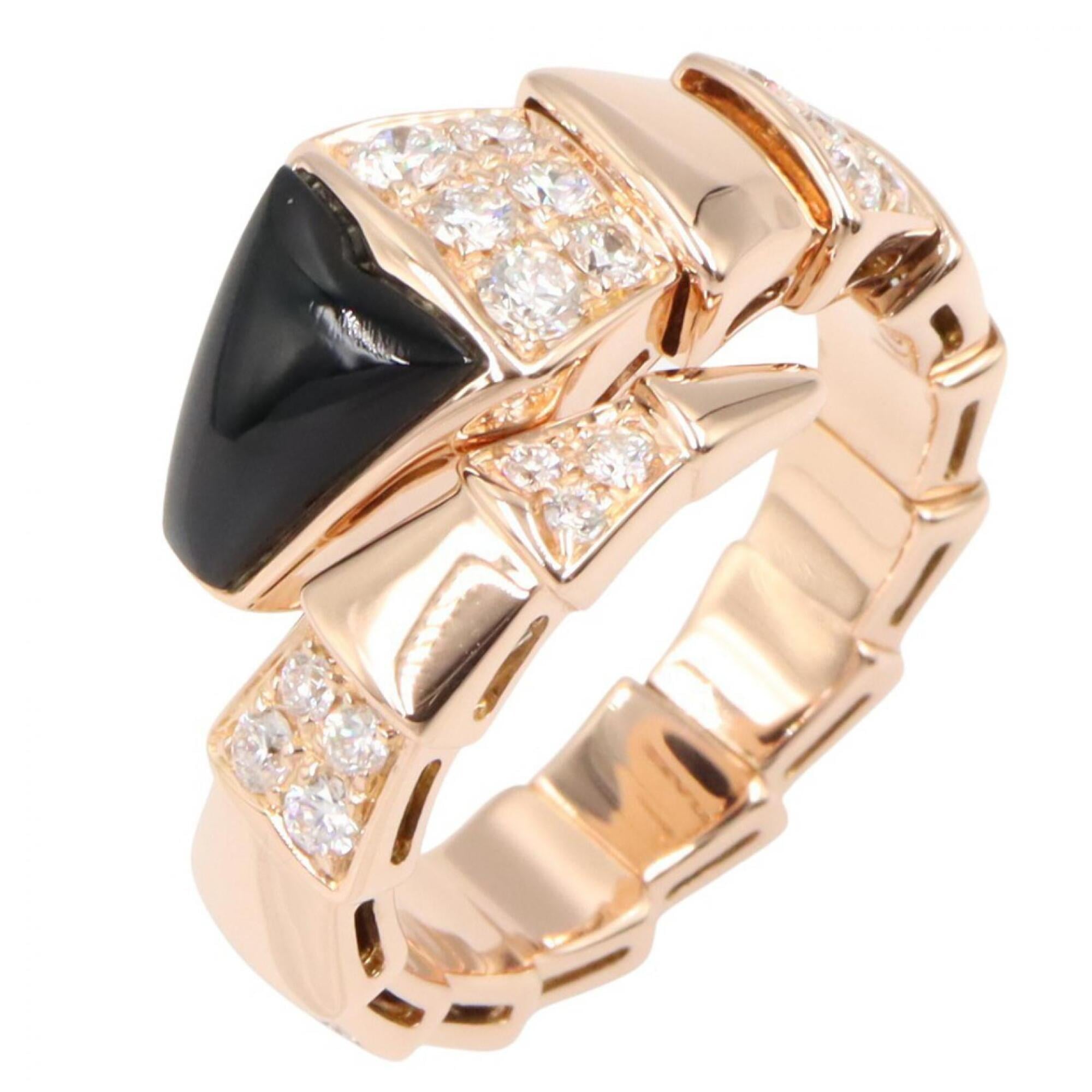 Bulgari BVLGARI Serpenti Viper S Onyx Diamond Ring - Ring/Finger Jewelry 18KPG (Pink Gold) Women\'s