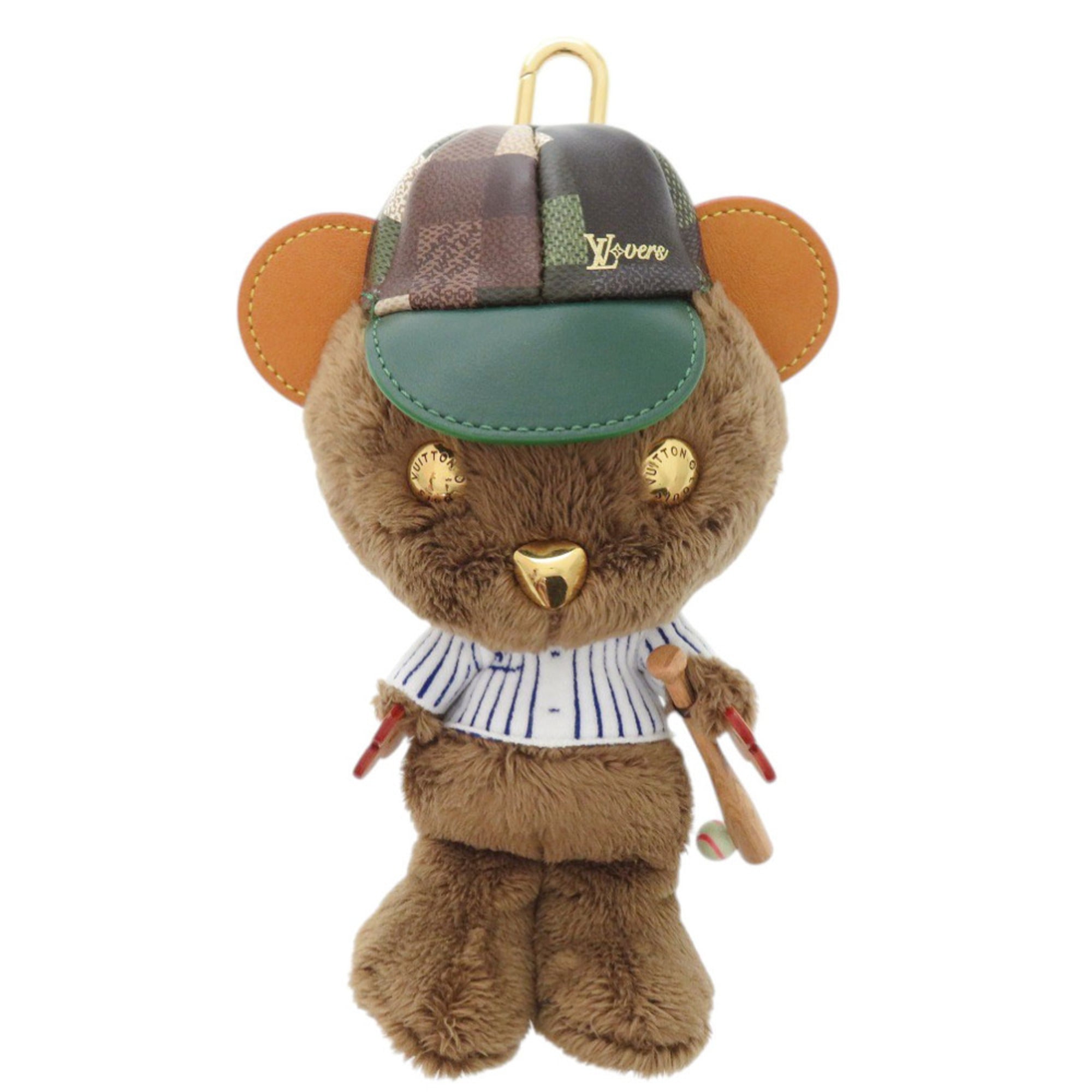 Louis Vuitton Bear Baseball M03177 Faux Fur Brown Keychain Accessory Bag Charm LV 0469 LOUIS VUITTON