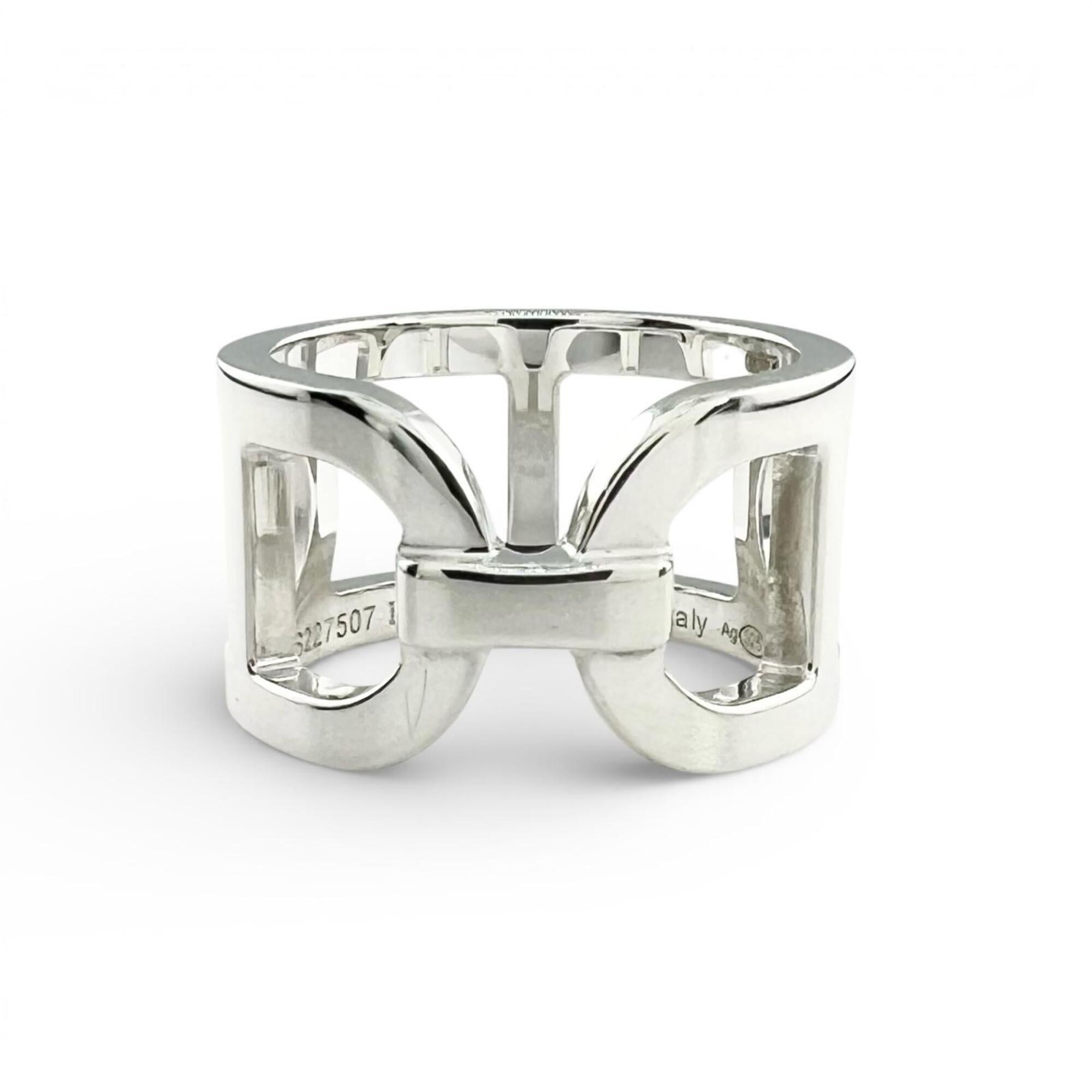 HERMES Everchaine d\'Ancre AG925 Ring, 2021 model, Silver, Size 48, with case, Made in Italy, Weight