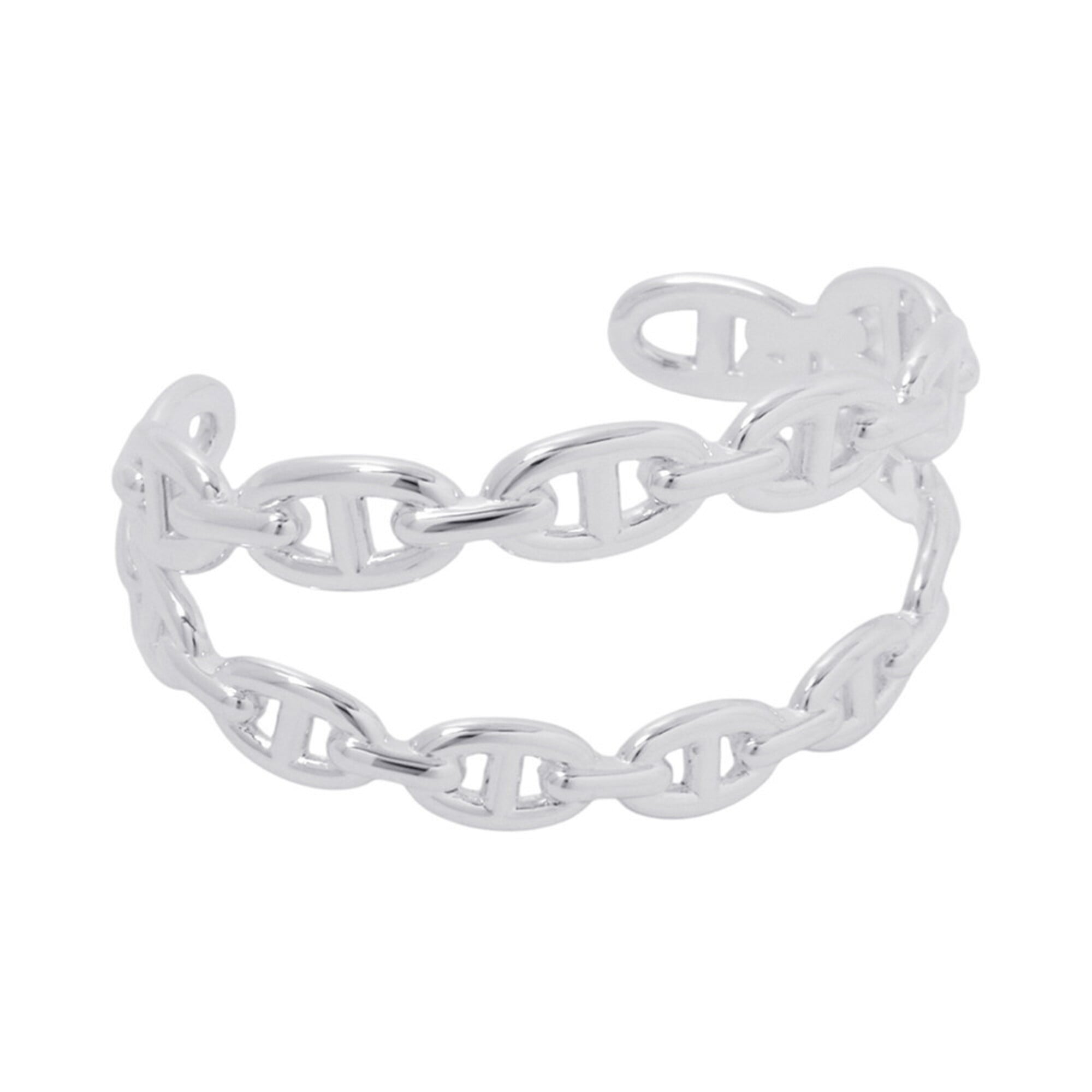 Hermes Chaine d\'Ancre Enchainee Double Bracelet, SV925 Silver, Size SH, HERMES Bangle, Enchainee,