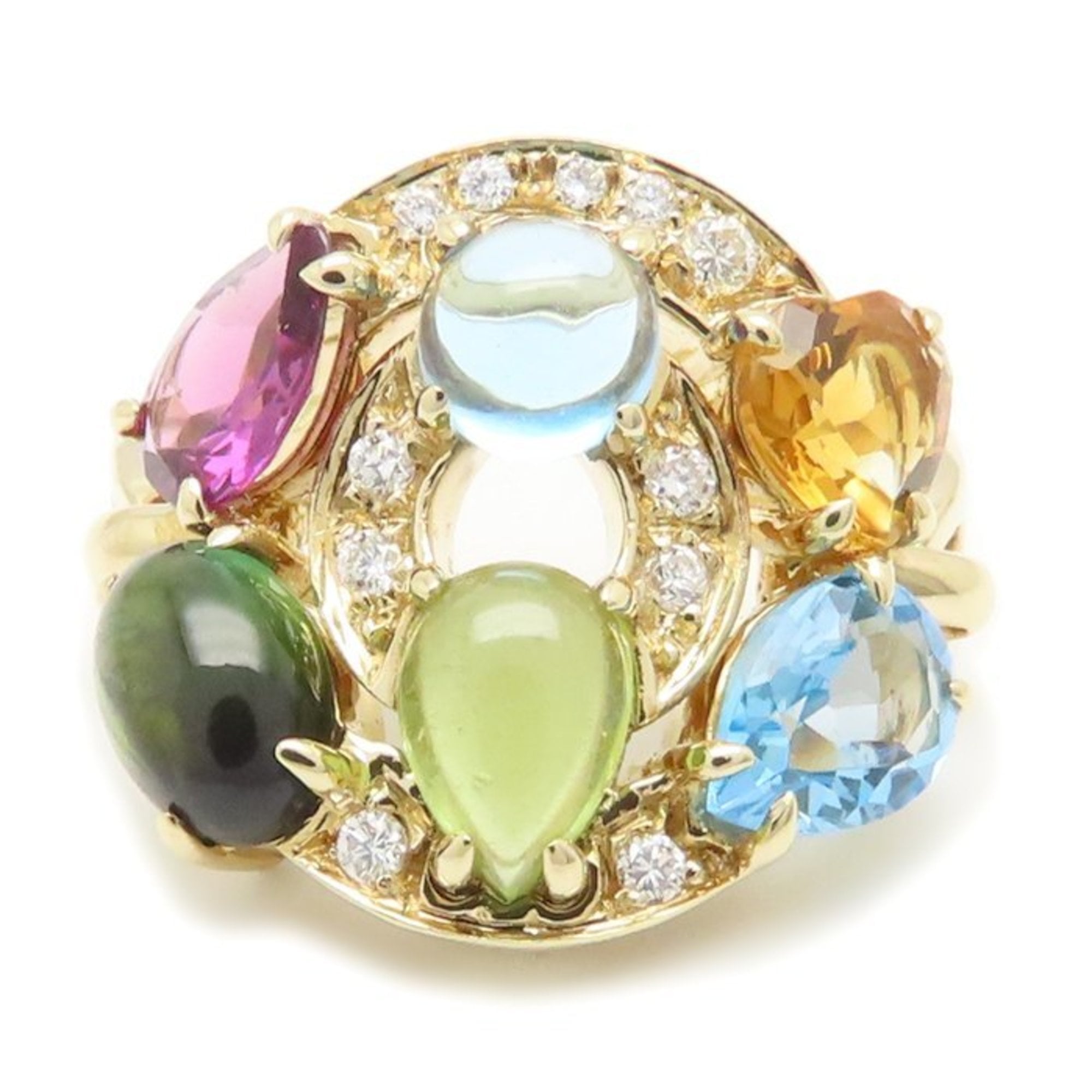 BVLGARI Astrale Cerchi Multi-Stone 18K White Gold Women\'s Ring 295094