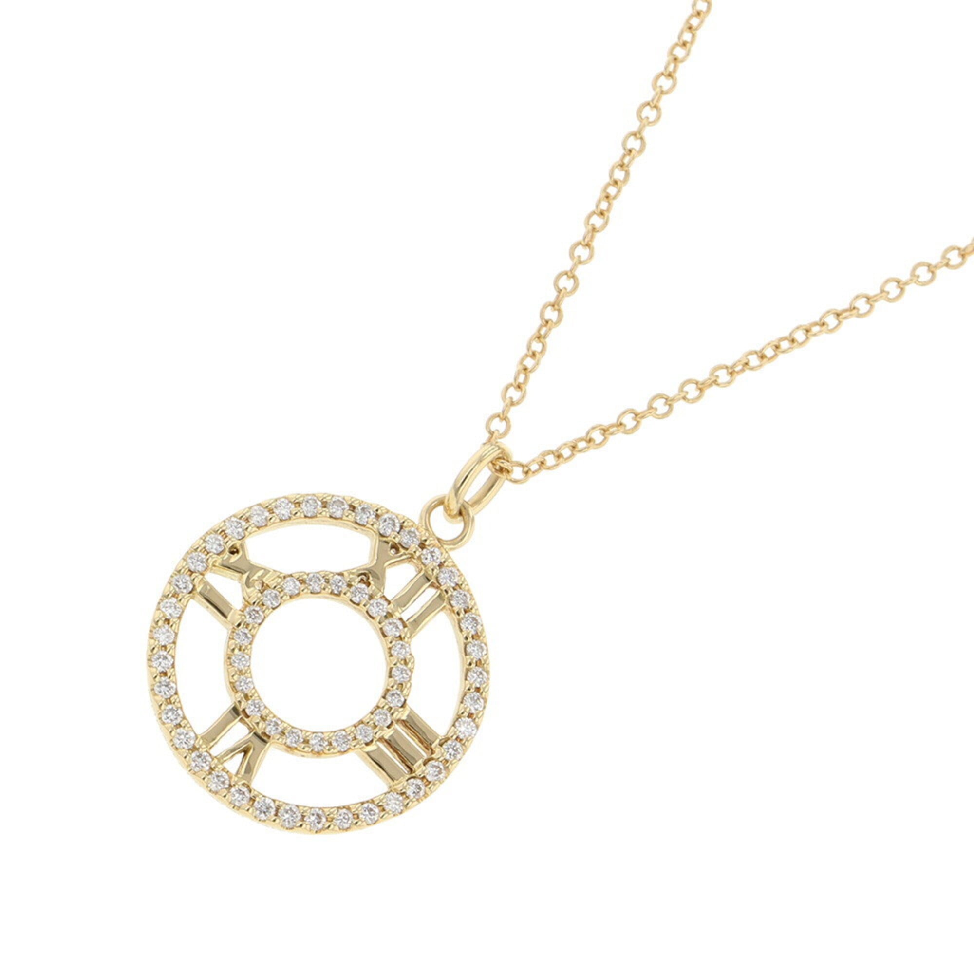 Tiffany & Co. Atlas Diamond Necklace in 18K Yellow Gold. Circle Pendant.