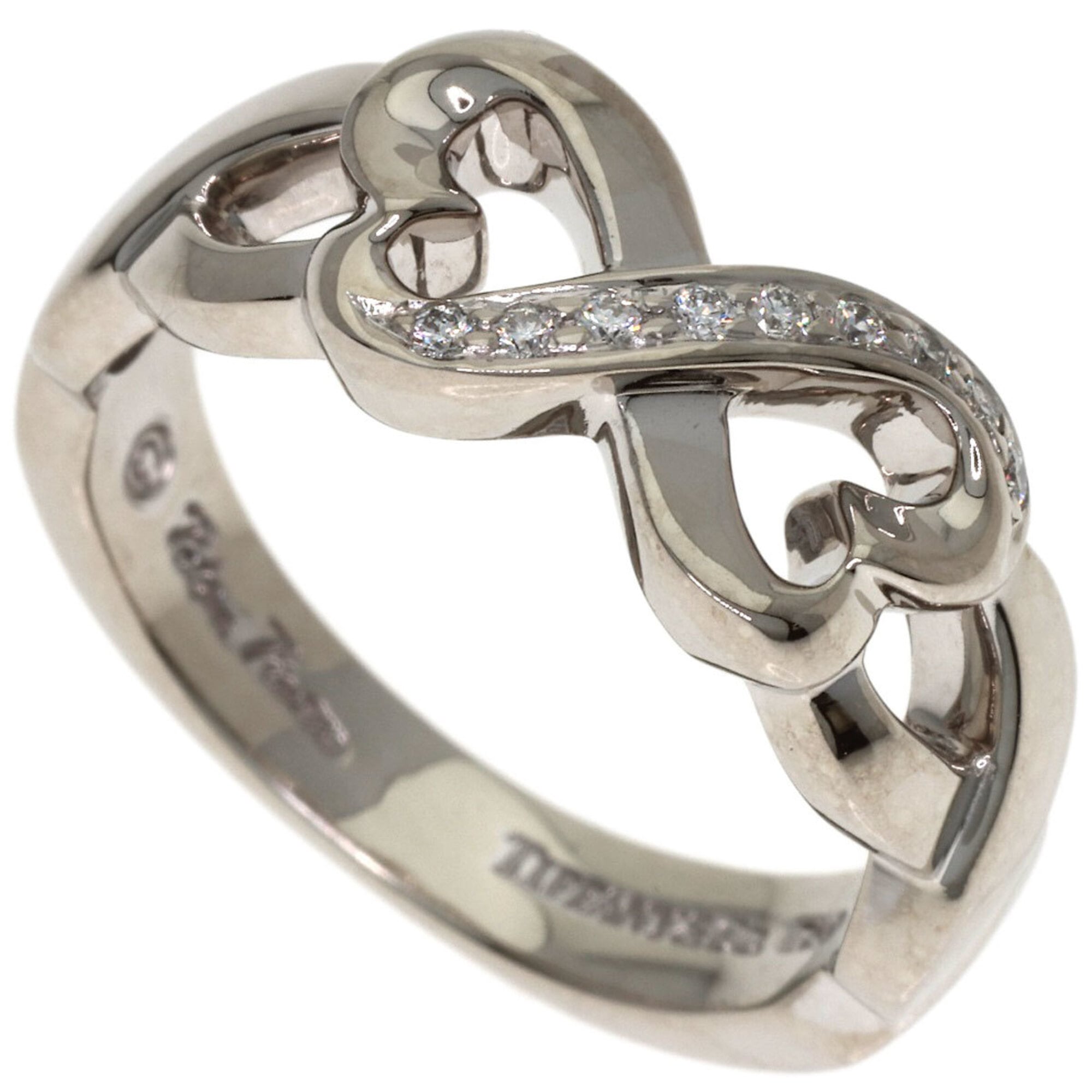 Tiffany & Co. Double Loving Heart Diamond Ring, 18K White Gold, Women\'s.