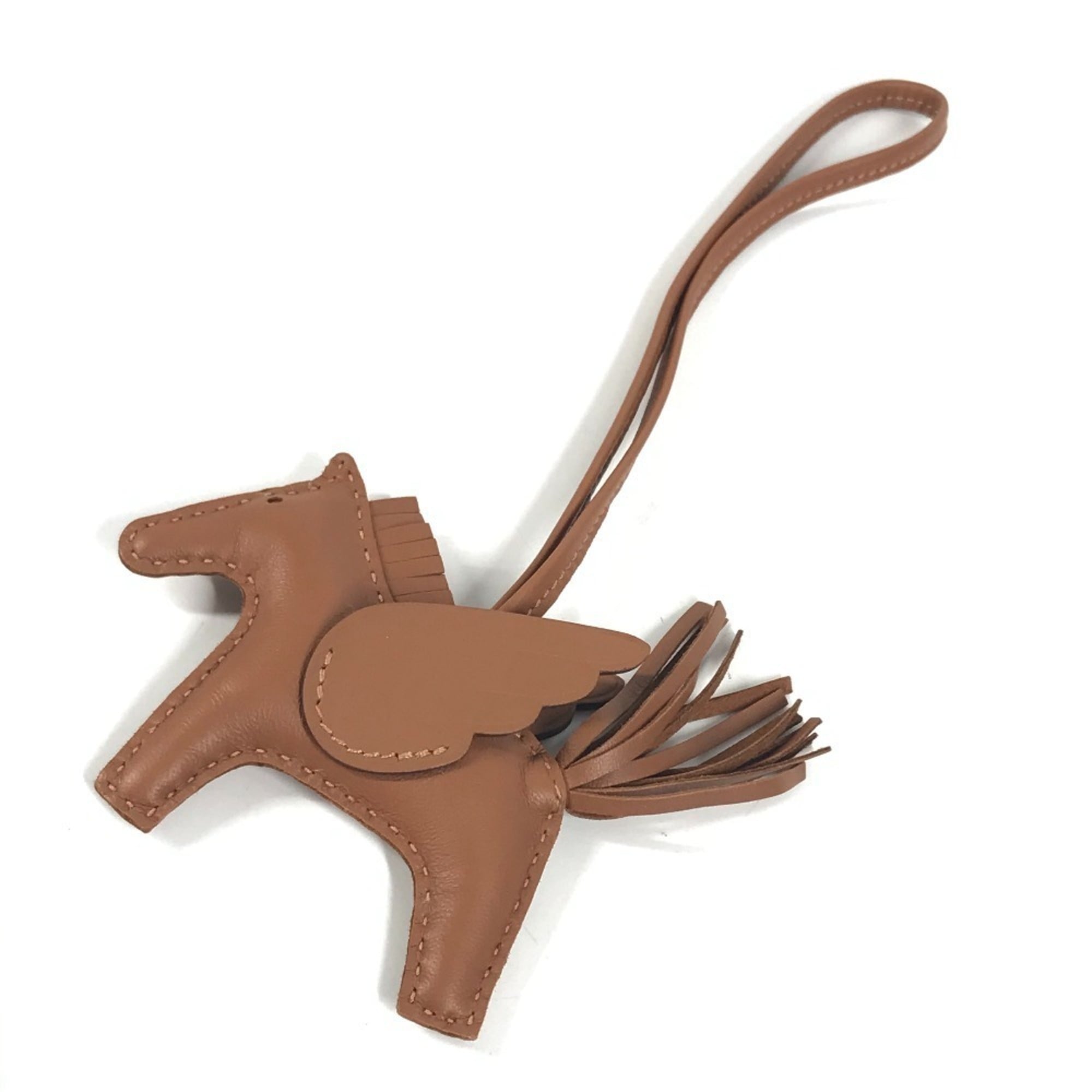 HERMES Rodeo Pegasus PM Bag Charm/Keychain Charm by Anjo Miro, Men\'s/Women\'s, Saw Gold/Brown, Like