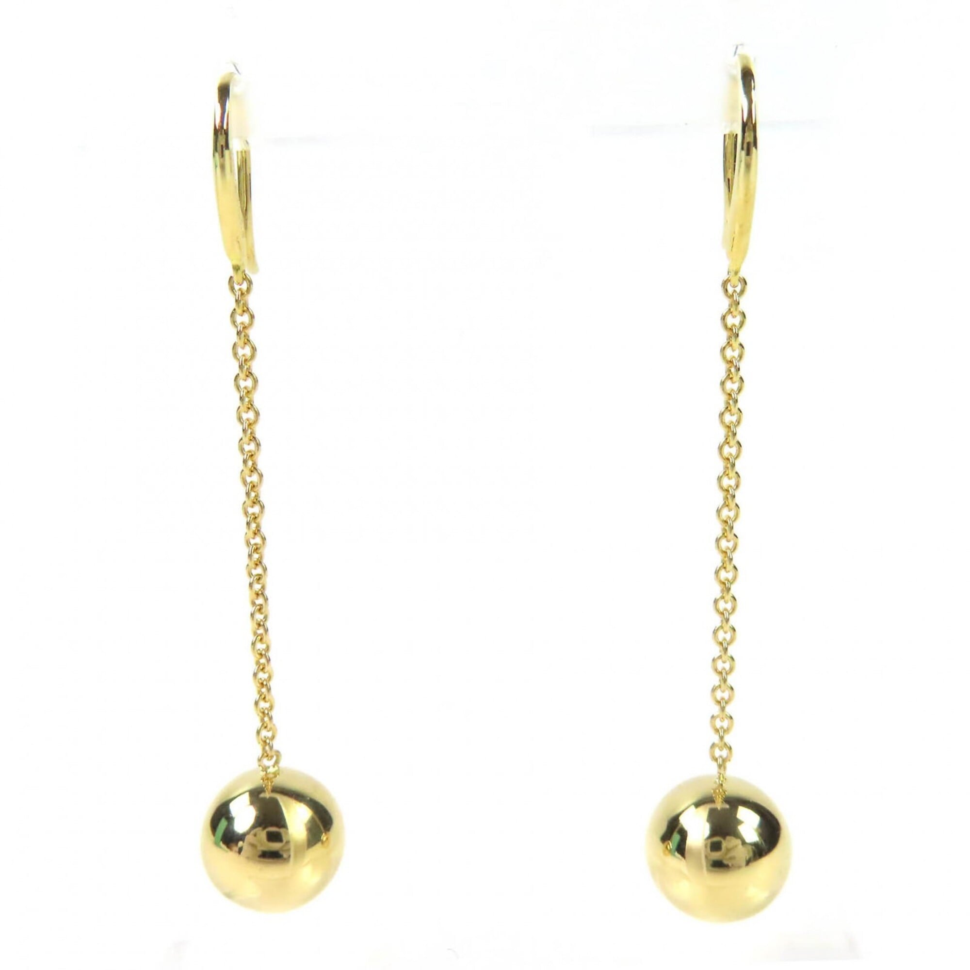TIFFANY&Co. Tiffany HardWear Ball Earrings, Hook Type, Pair, 750 (YG) Gold, Made in Italy, Weight 4.