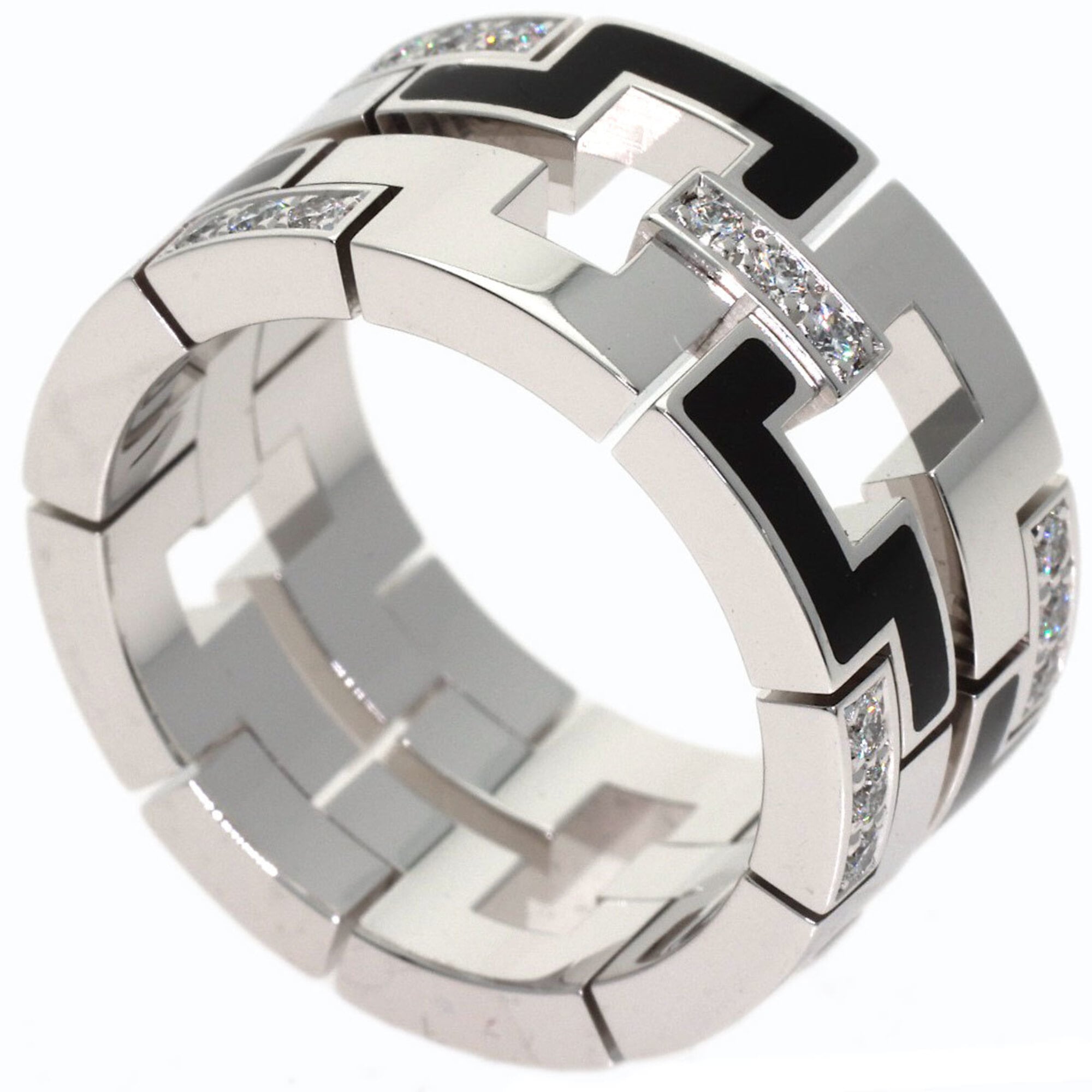 Cartier Dragon Padlock Diamond Ring #56 18K White Gold Women\'s CARTIER