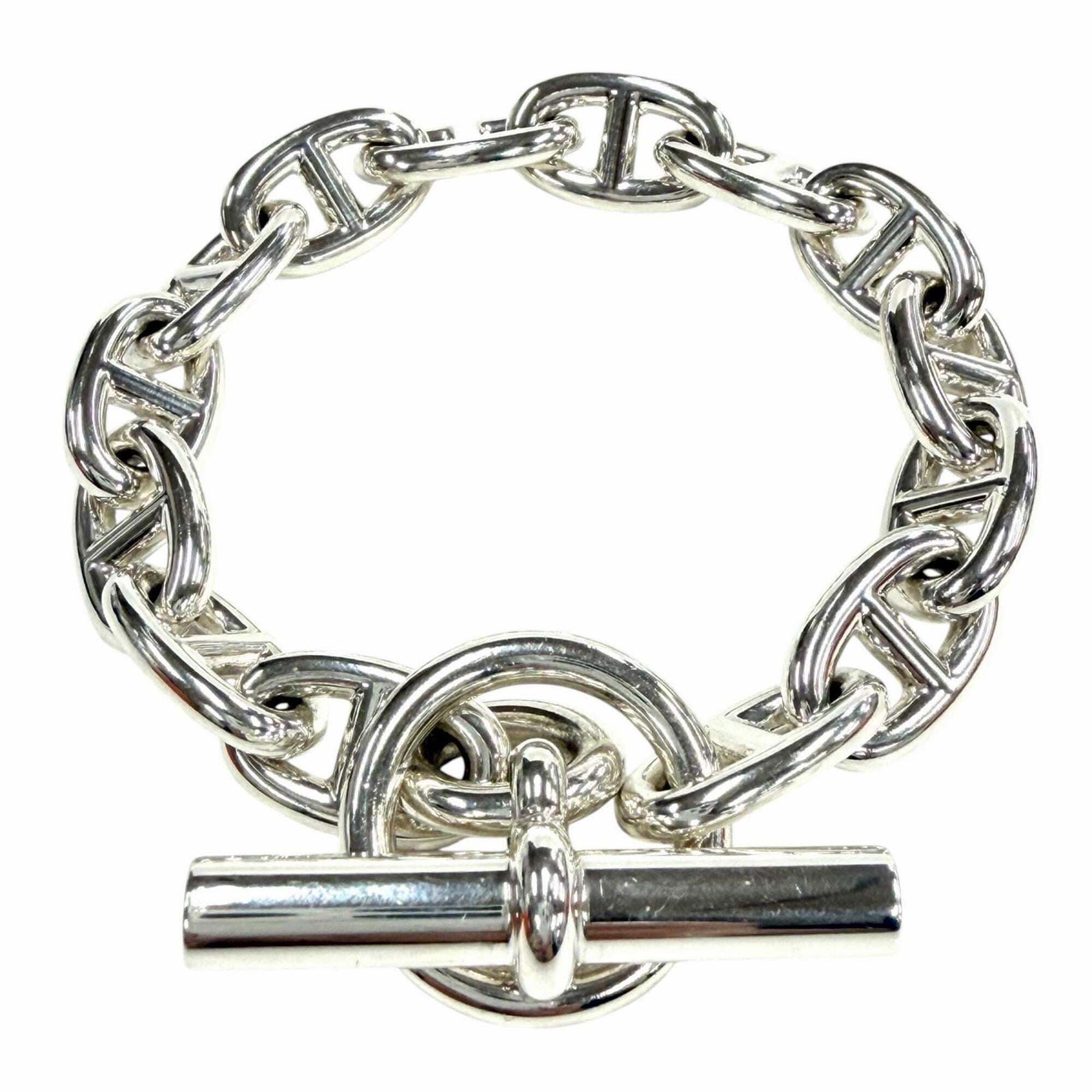 HERMES Chaine d\'Ancre MM AG925 Bracelet, 14 links, Silver, Made in France, 2025 model, with case, W