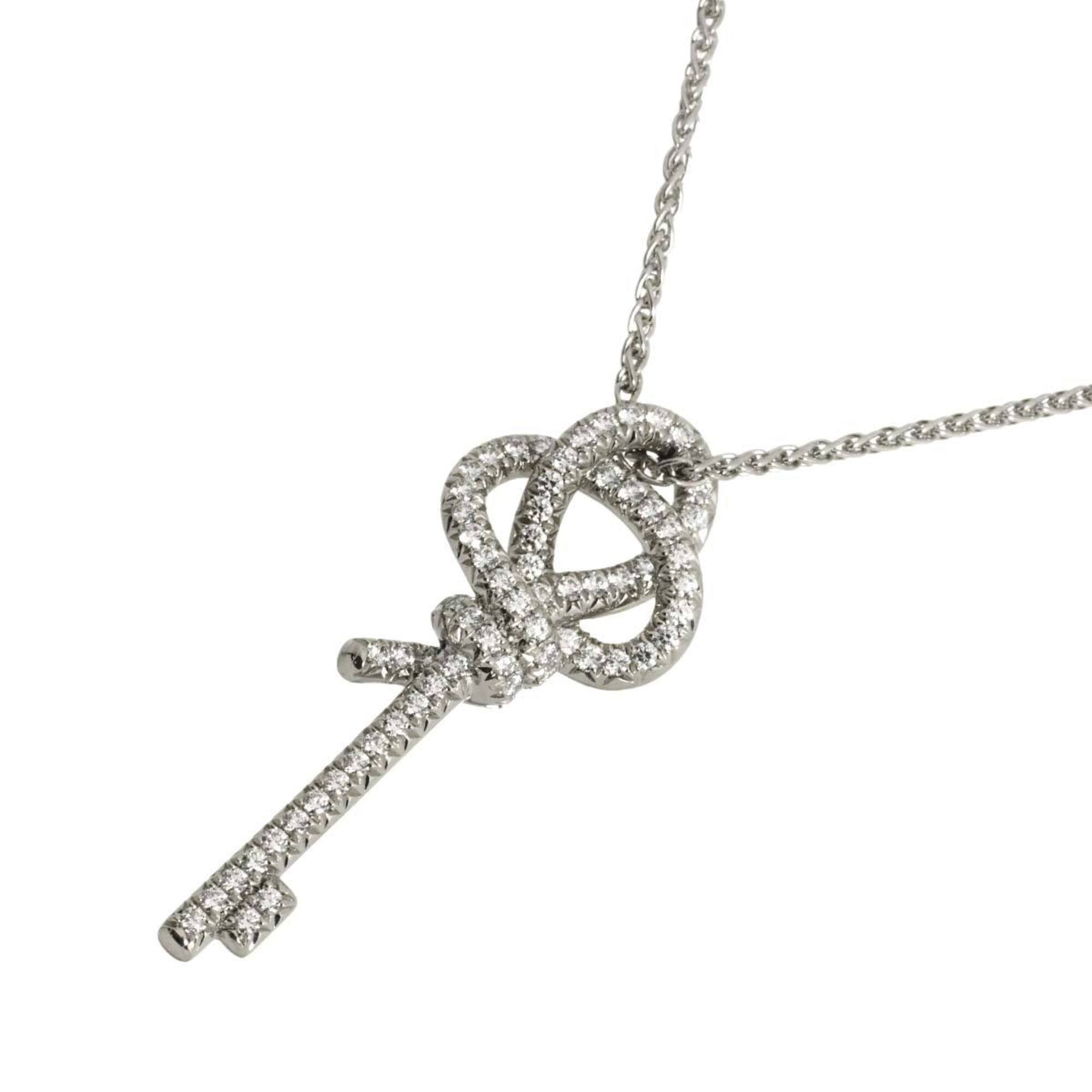 Tiffany & Co. Knot Key Diamond 1.14ct Necklace 40cm Platinum Soleste