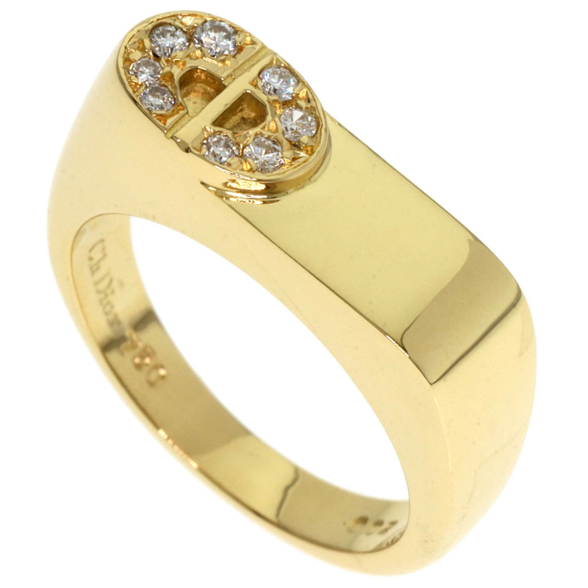 Christian Dior Dior CD Logo Diamond Ring, 18K Yellow Gold, Women\'s