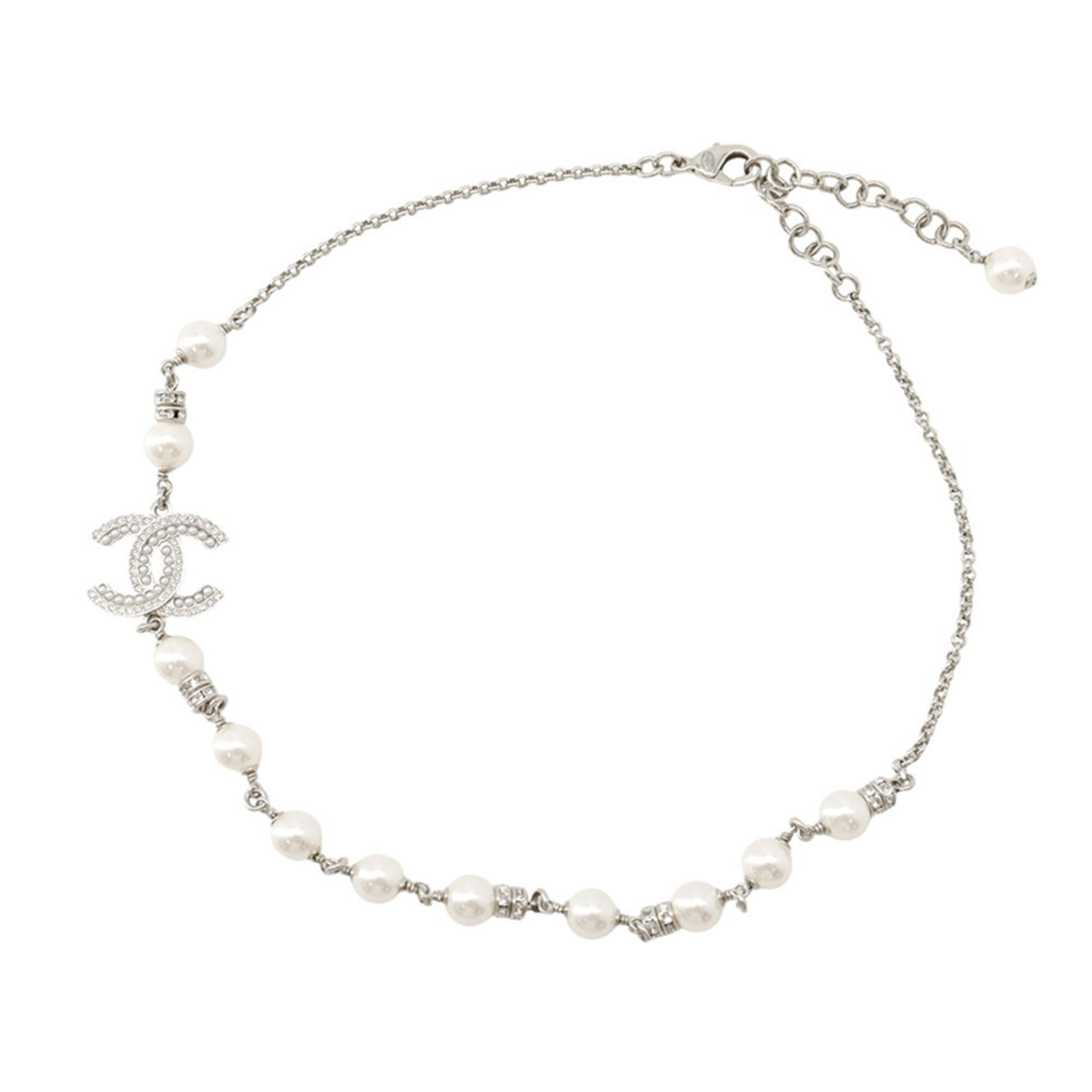 Chanel necklace with Coco Mark, faux pearl and rhinestone design. CHANEL for women.