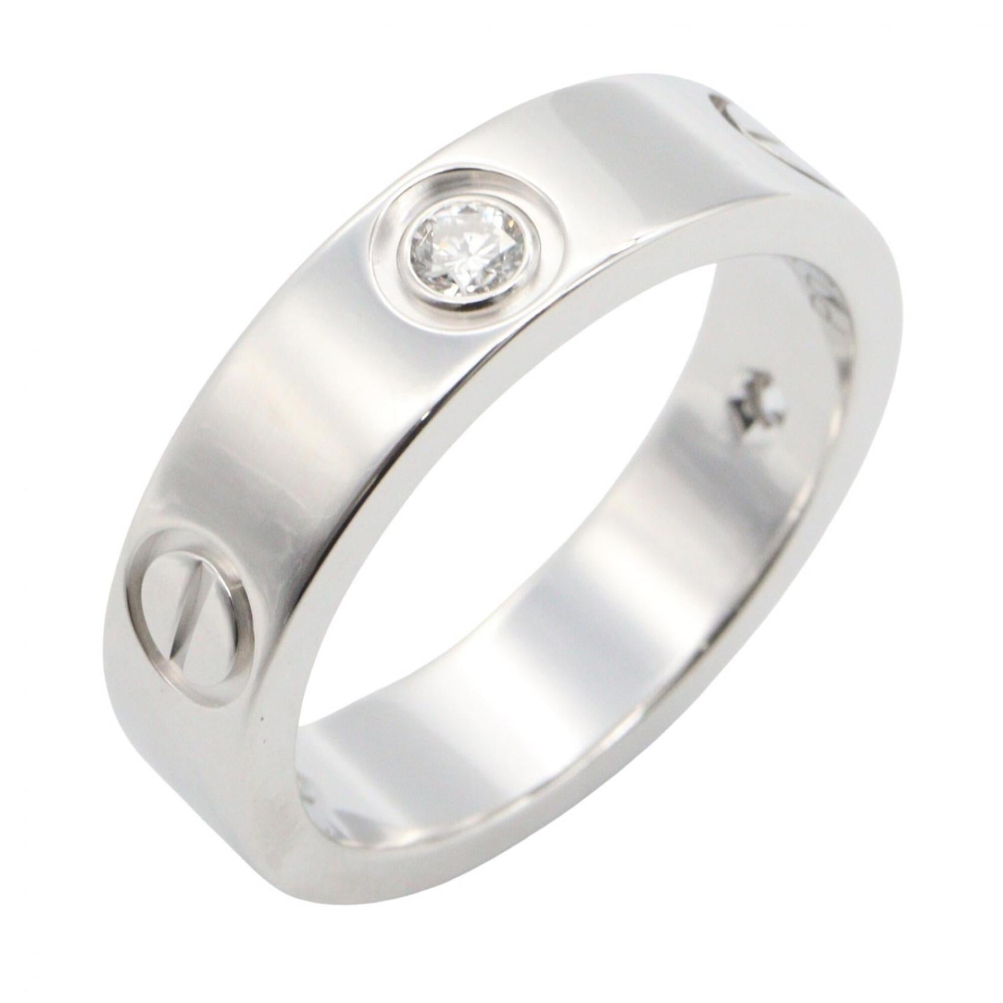 Cartier Love Ring 3PD - 18K White Gold (18KWG) Diamond for Women Silver/Clear Tone