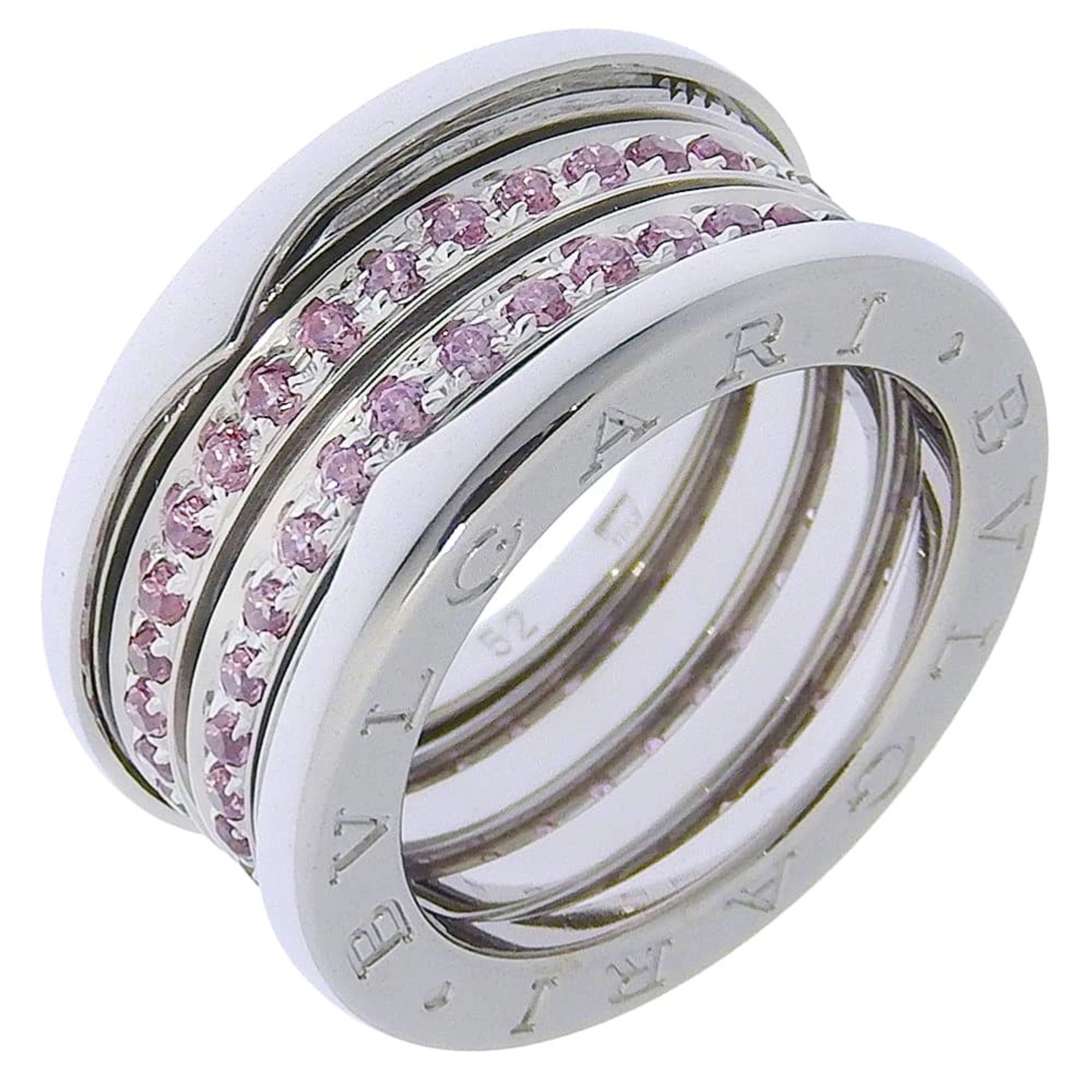 BVLGARI B-zero1 Ring, Size 11.5, 4-band design, 18K white gold with pink tourmaline, approx. 13.3g,