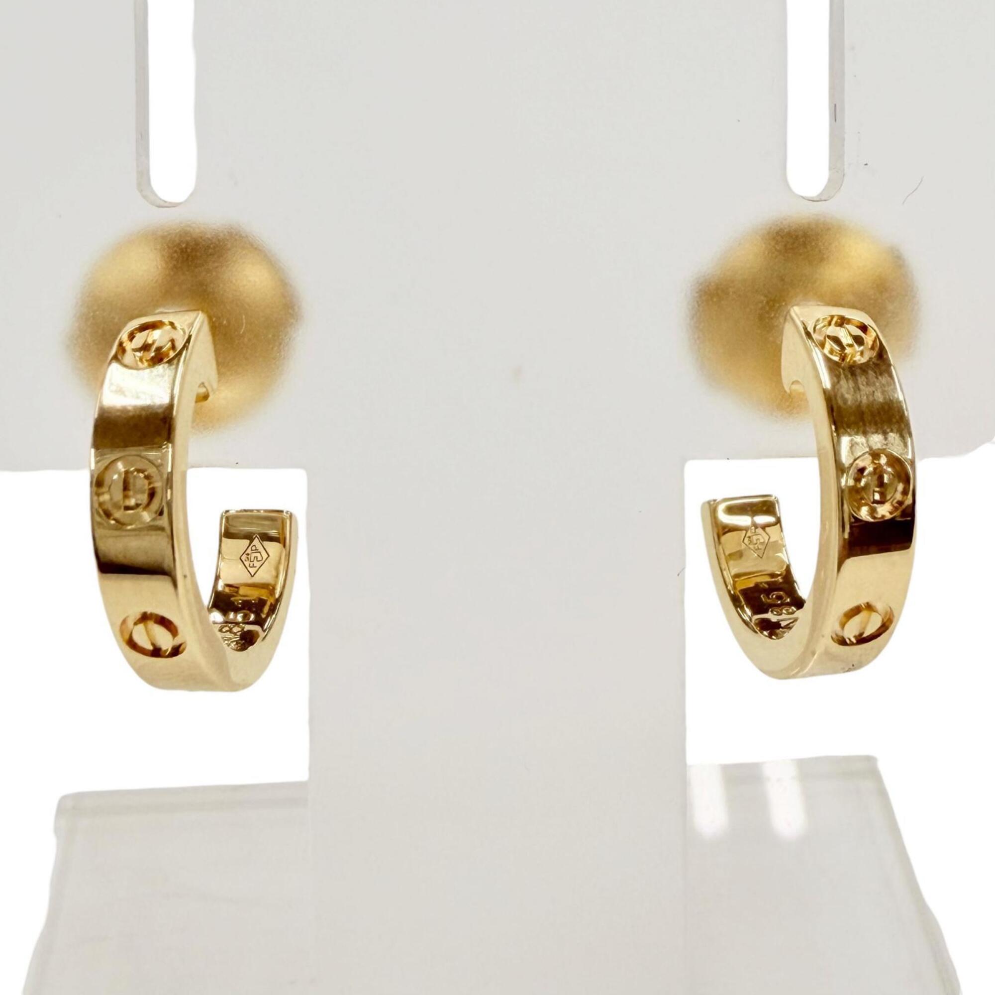 Cartier AXN851 LOVE Mini Love Hoop Earrings, Small Model, 750 (PG) Pink Gold, Weight 3.38g, Women\'s