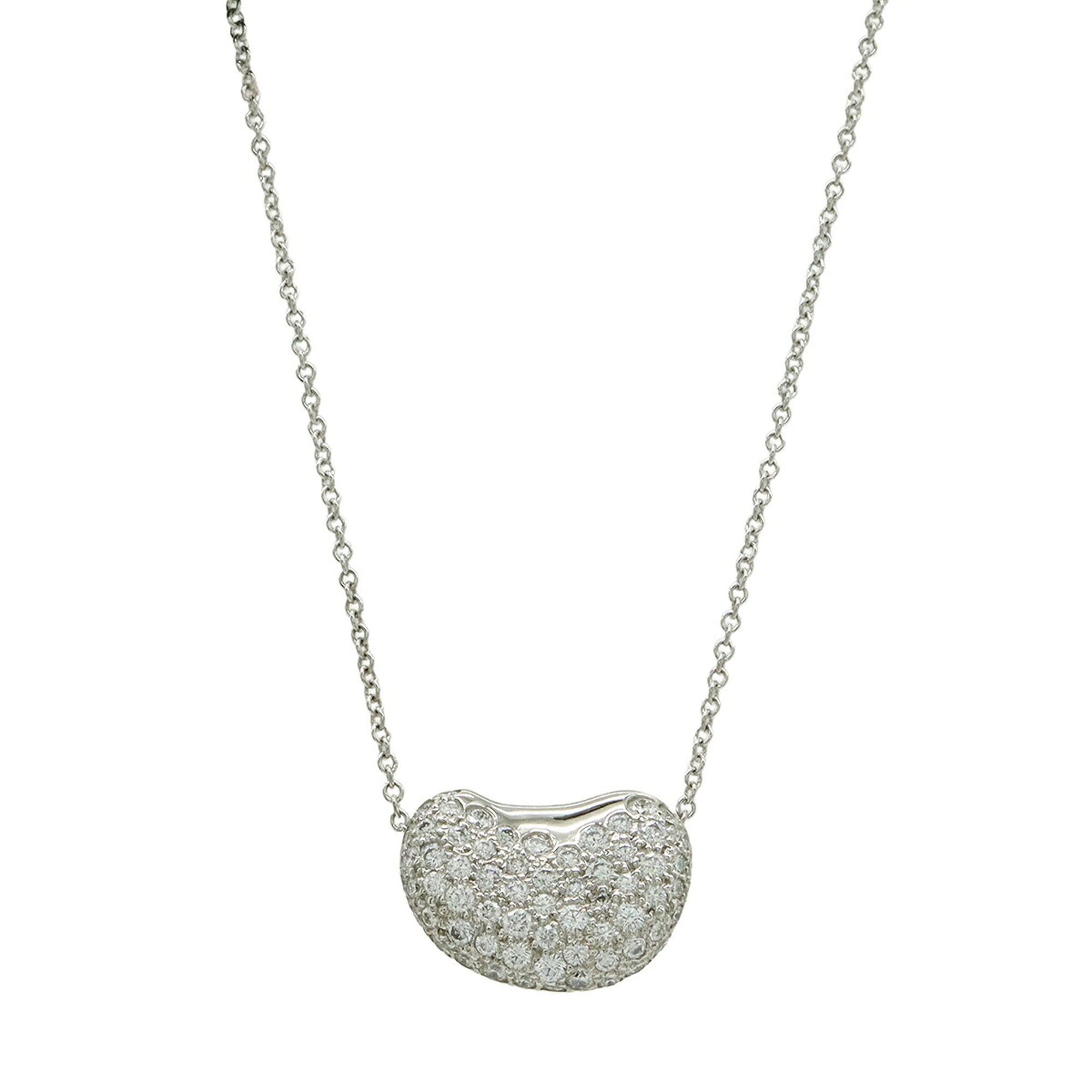 TIFFANY&Co. Tiffany Elsa Peretti Bean Design Pendant Pave Diamond Pt950 Platinum