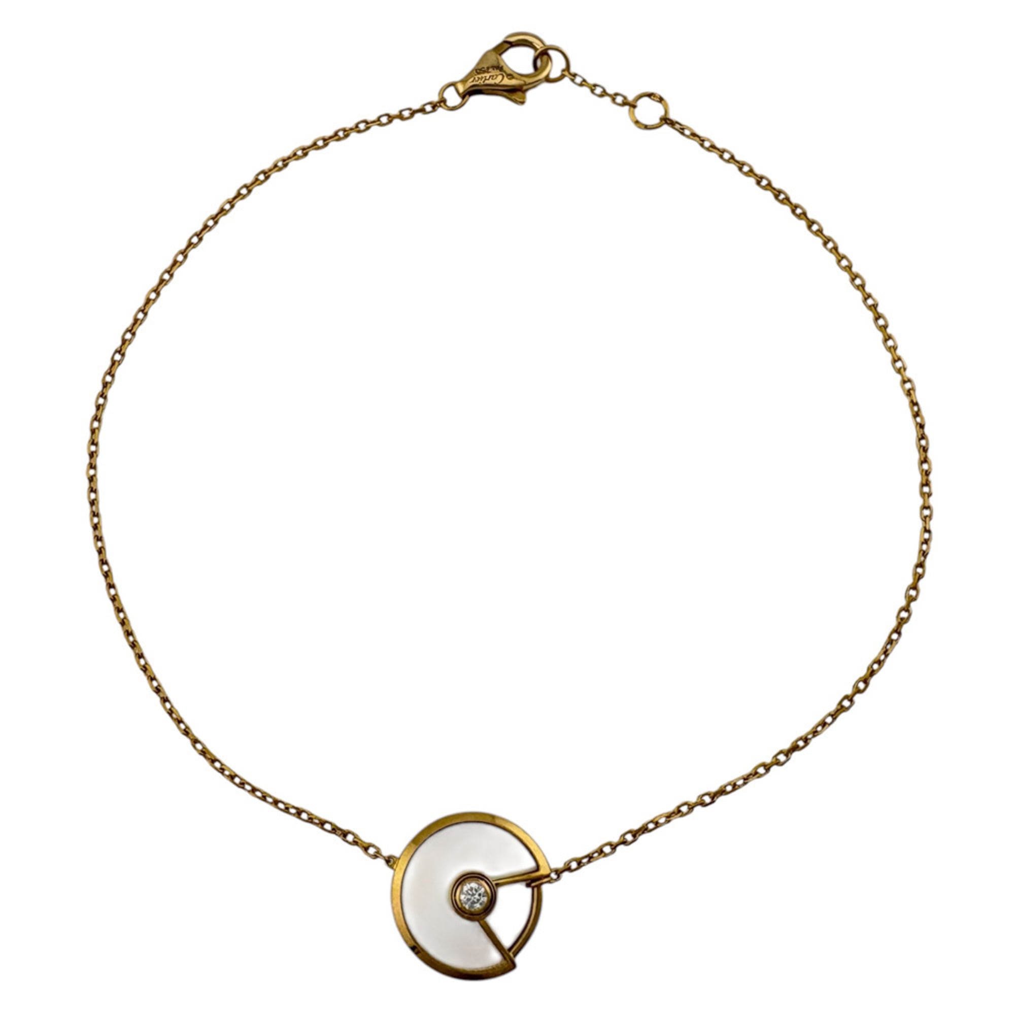 Cartier Amulette Bracelet, 18K Yellow Gold, Mother-of-Pearl, Diamond, Women\'s, CARTIER