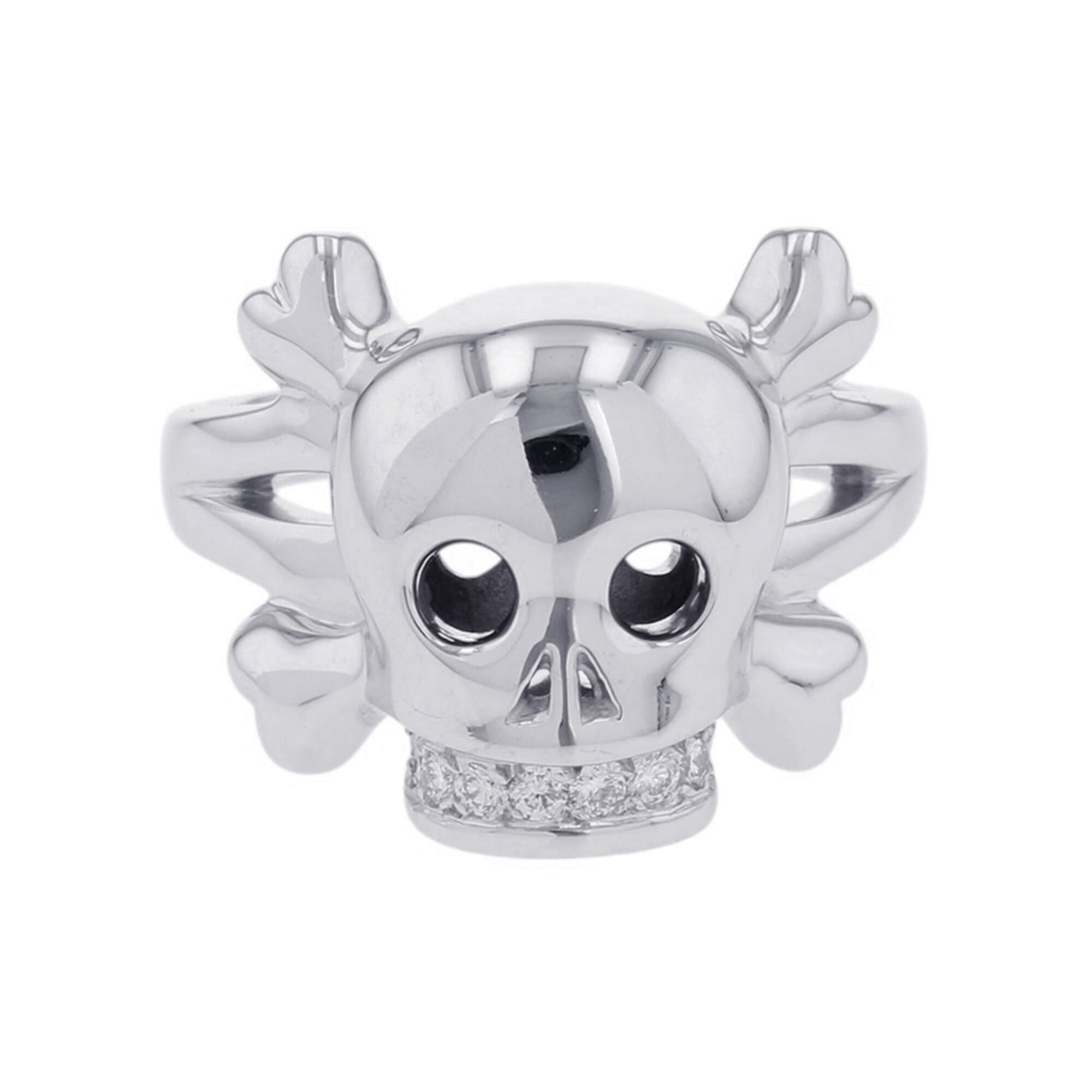 Christian Dior ring, Tete de Mort skull diamond, 18K white gold, ring size 55.