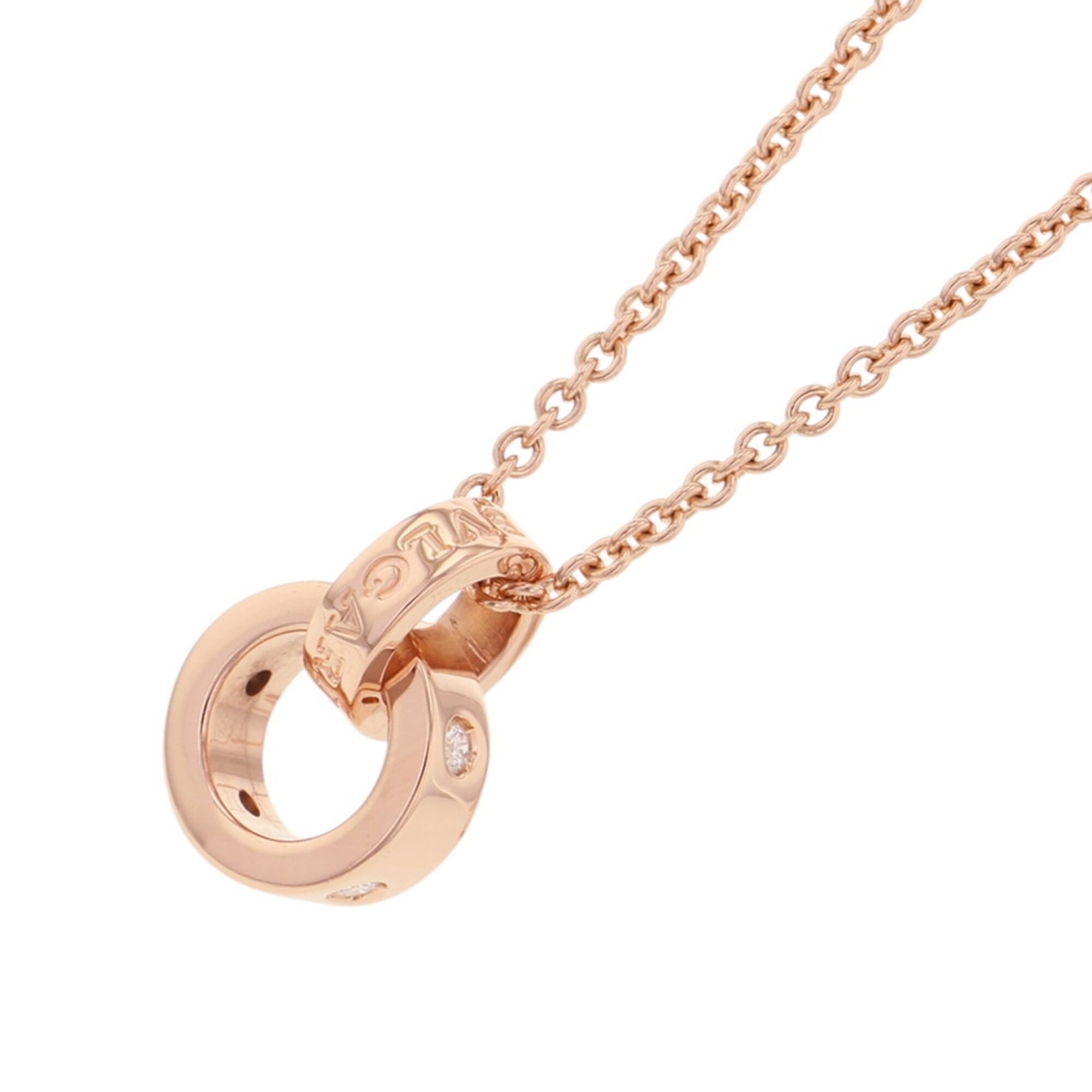 BVLGARI Necklace, Diamond 5P Total approx. 0.14ct, 18KPG Pink Gold, Pendant, Diamonds