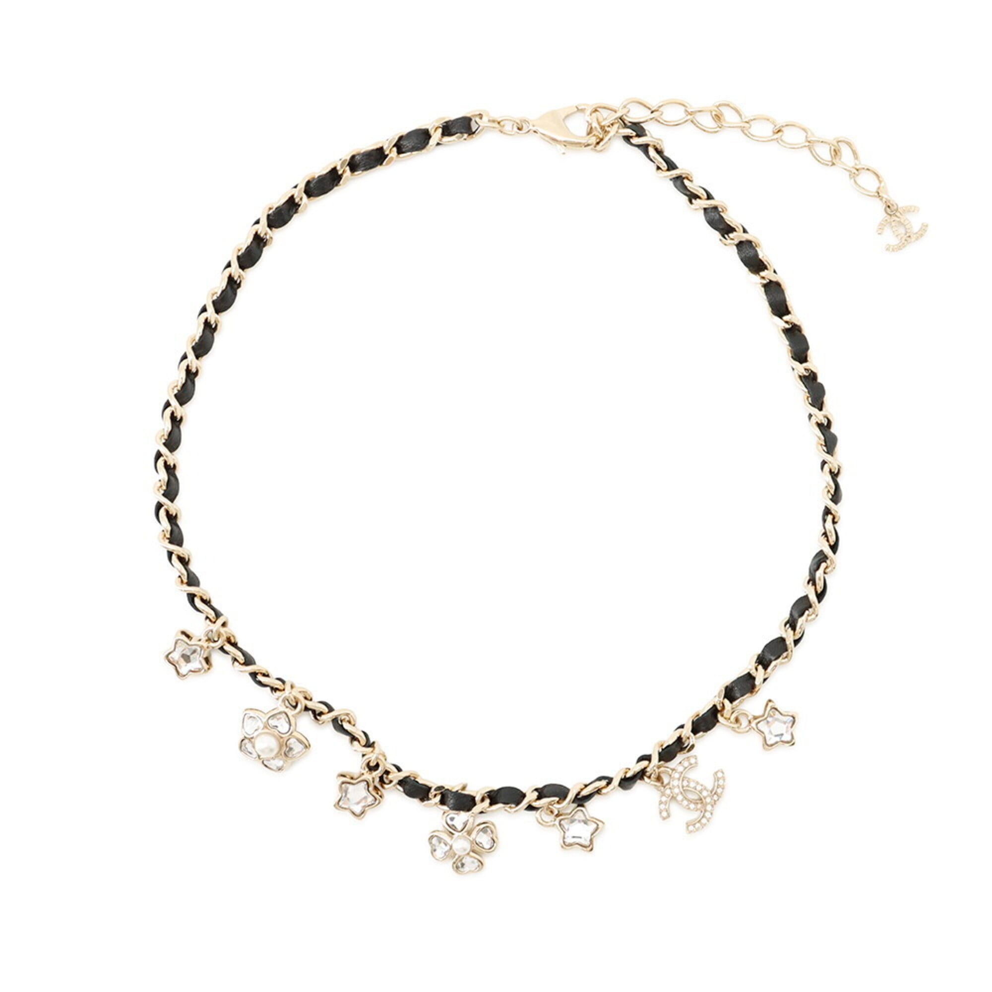 Chanel necklace, Coco Mark charm, rhinestone, faux pearl, I25 B ABG275, CHANEL choker, Chanel, NECKL