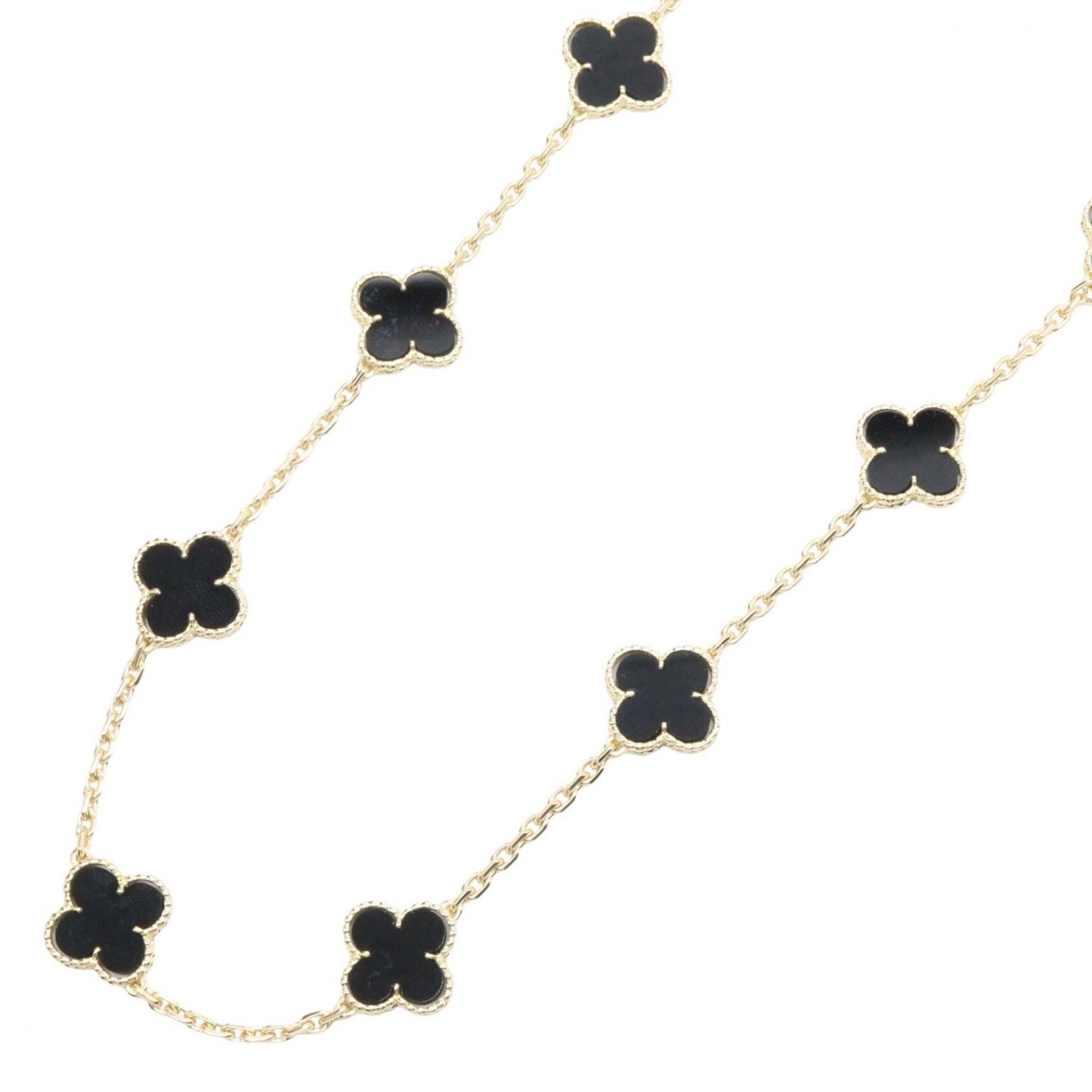 Van Cleef & Arpels Vintage Alhambra 20-Motif Necklace in 18K Yellow Gold with Onyx, Available and Bl