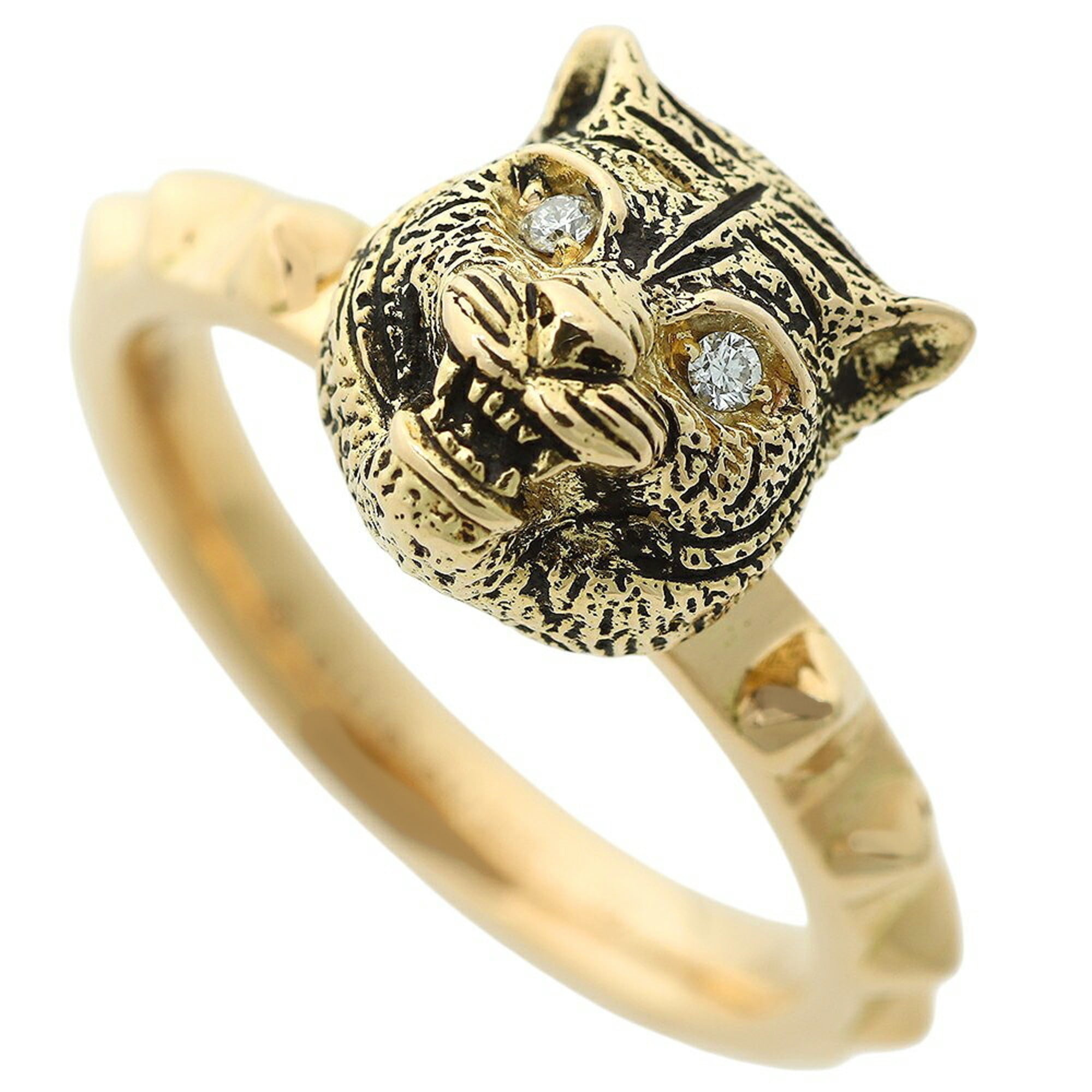Gucci Le MarchŽ des Merveilles Cat Ring, 18K Yellow Gold, Melee Diamonds, Size #9 (approx. US size 9