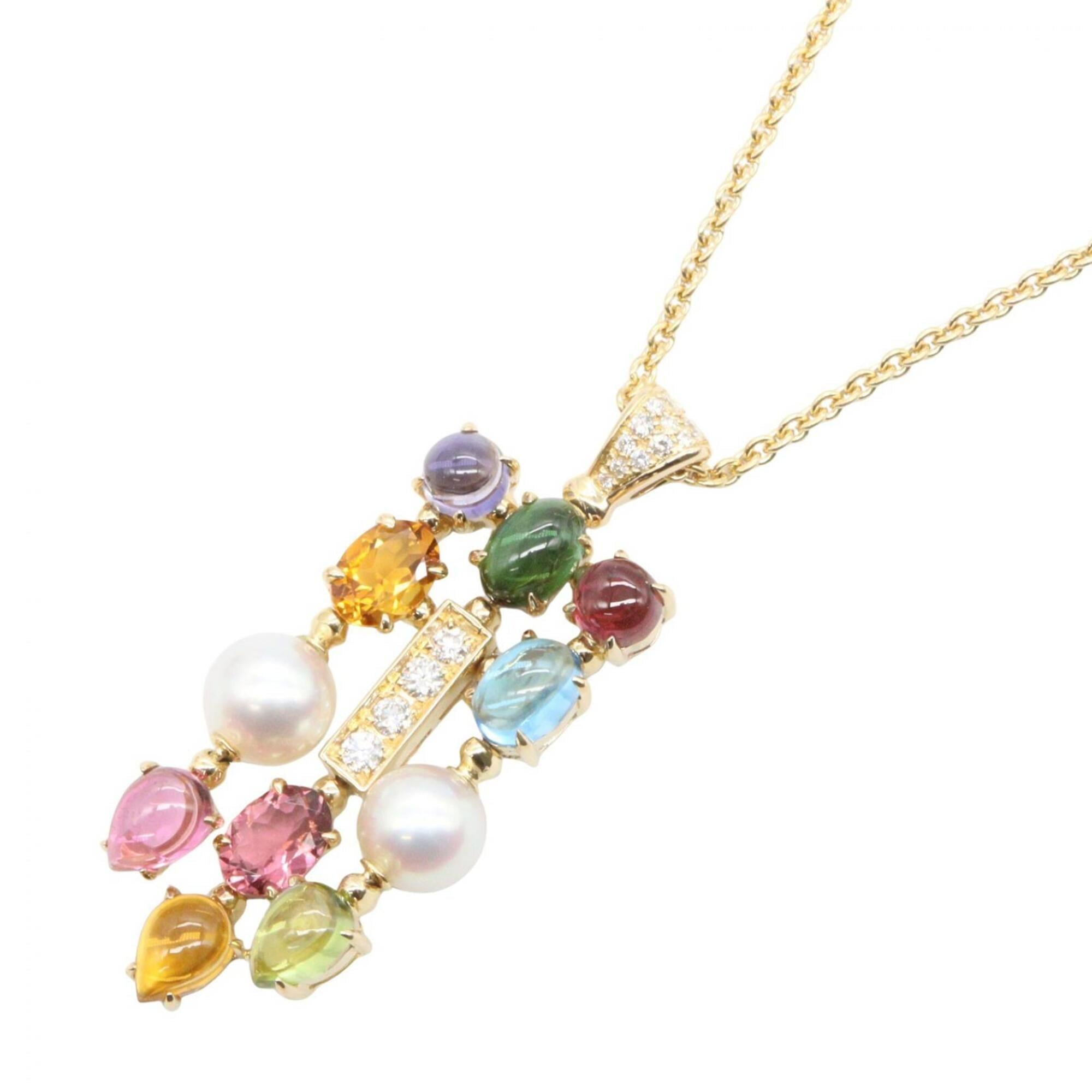 Bvlgari Bulgari Allegra Multicolor Diamond Necklace, 18K (Yellow Gold), Diamond, Multistone, Women\'