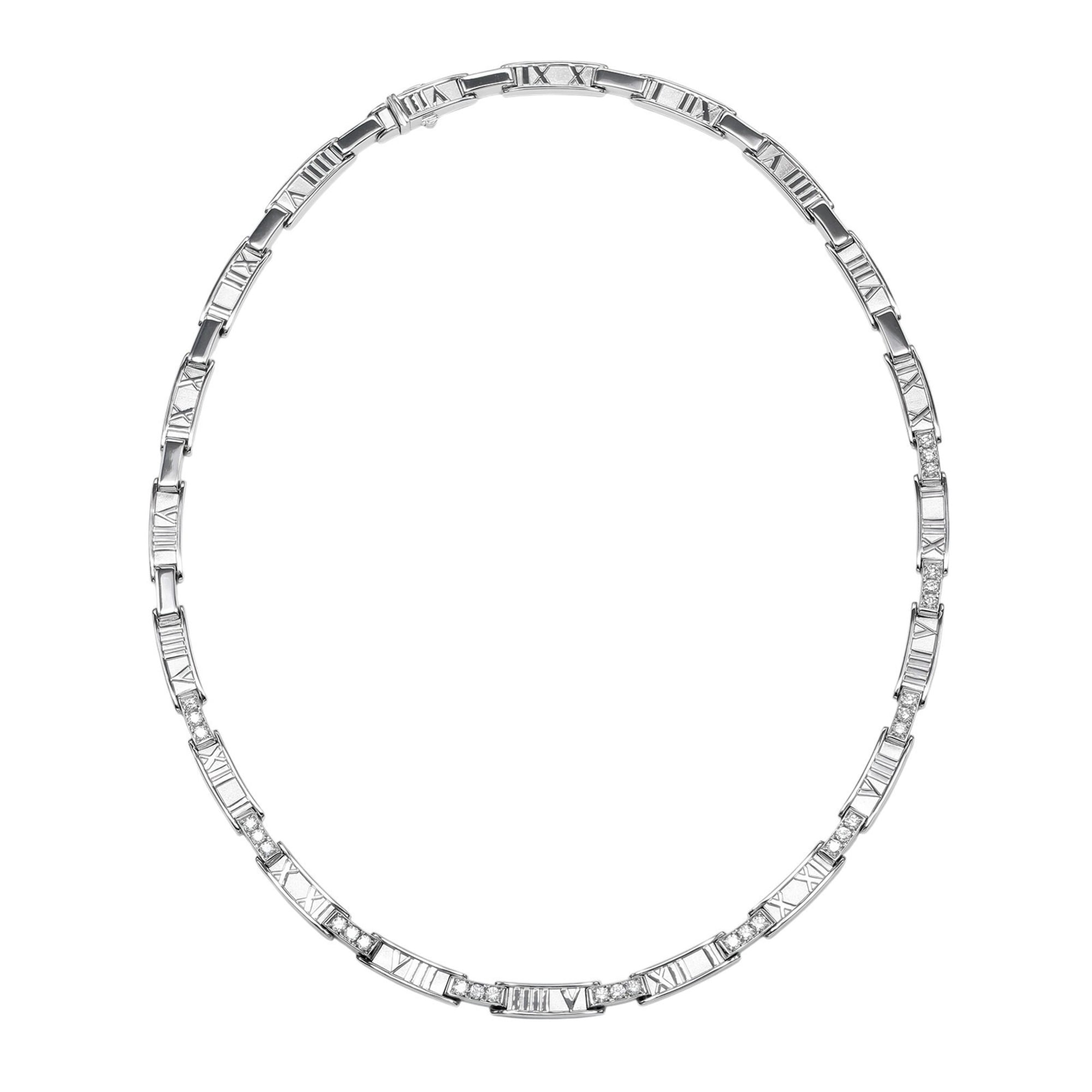 Tiffany & Co. Atlas Choker Necklace, 18K White Gold, Diamonds, Approx. 66.5g.