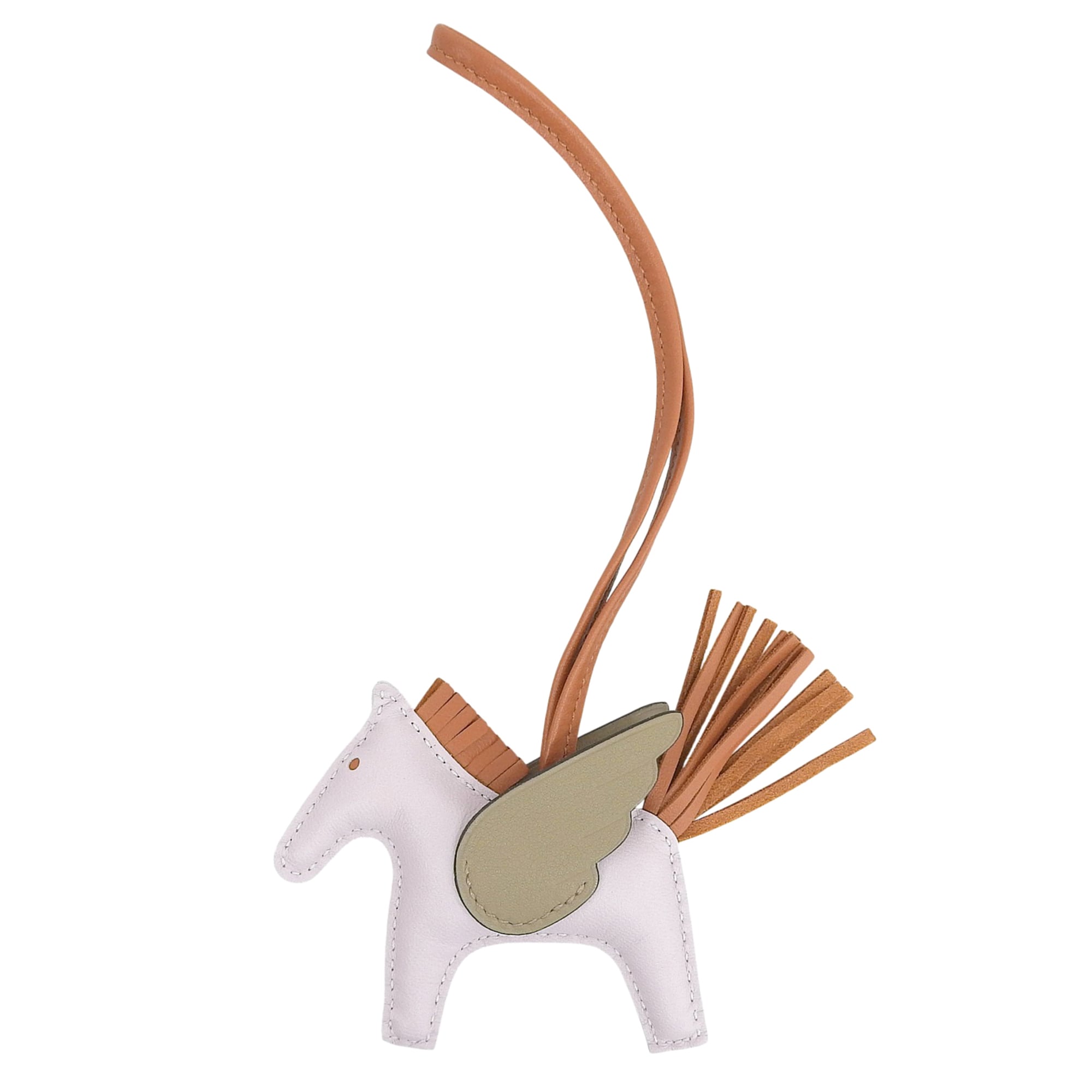 HERMES Rodeo Pegasus PM bag charm in Agneau Milo mauve pale beige Malfa Pain d\'ƒpices with W stamp,
