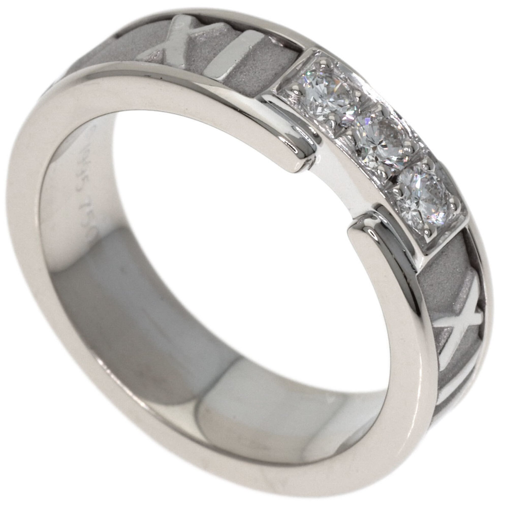 Tiffany & Co. Atlas 3-Diamond Ring, 18K White Gold, Women\'s.