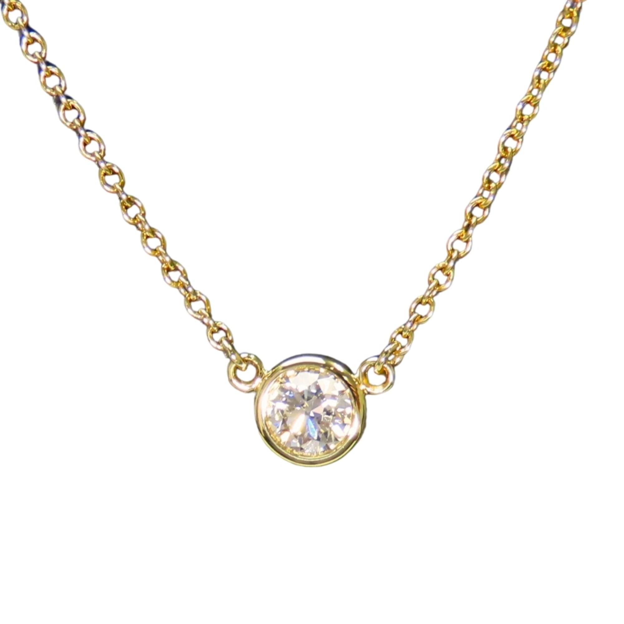 Tiffany & Co. By the Yard Elsa Peretti Necklace, 18K Yellow Gold, 1PD Diamond, Women\'s Jewelry.