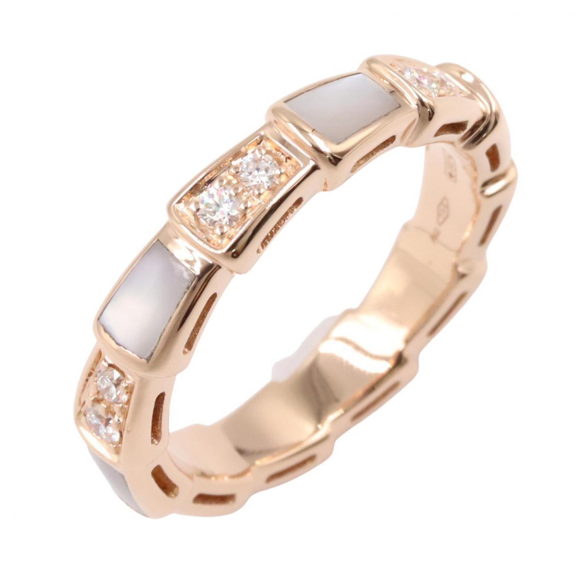 BVLGARI Serpenti Mother-of-Pearl Diamond Ring - 18K Pink Gold (PG) Diamond, Women\'s Tone, White Cle