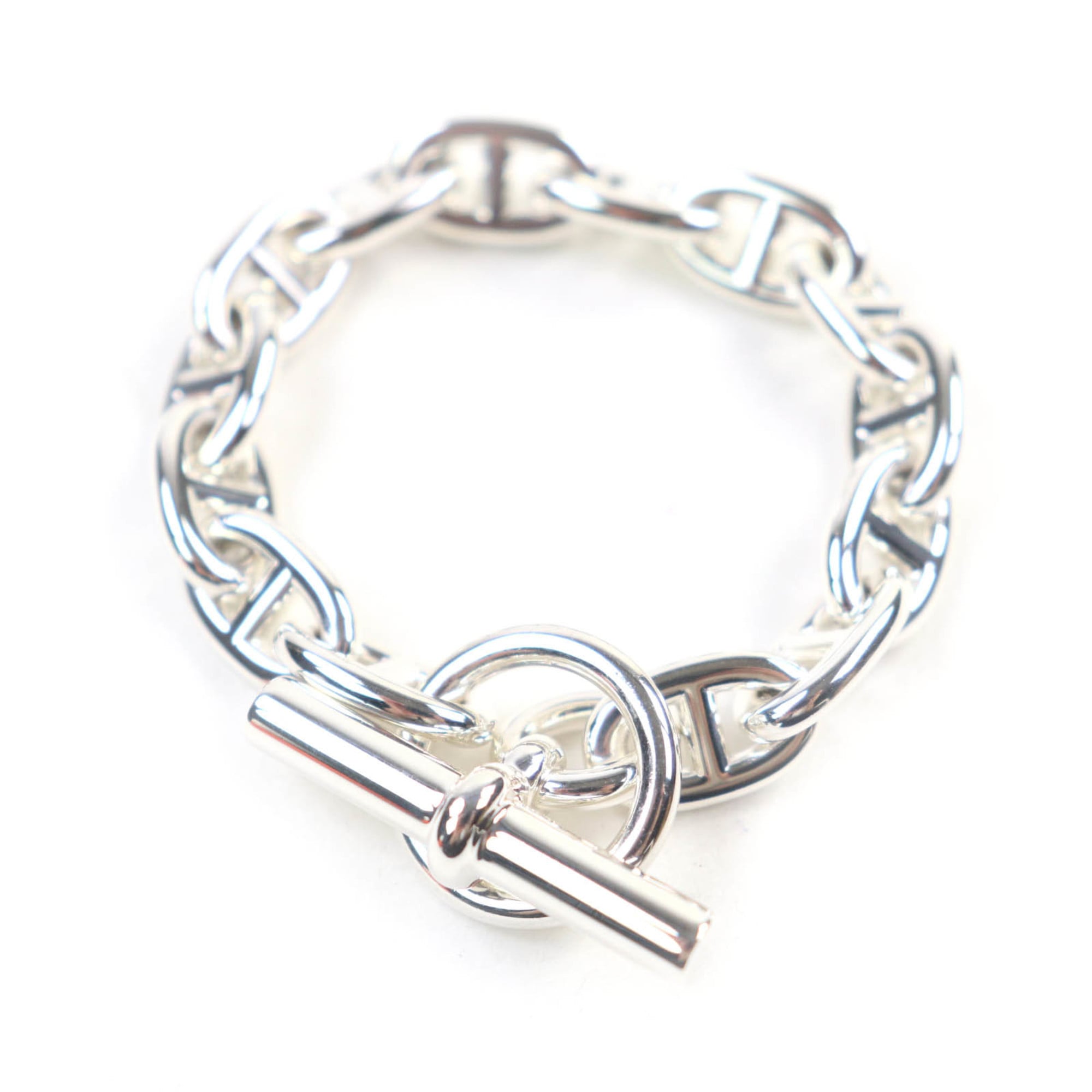 HERMES Chaine d\'Ancre MM 925 14-link bracelet, silver, with box, made in France, weight 54.87g, for