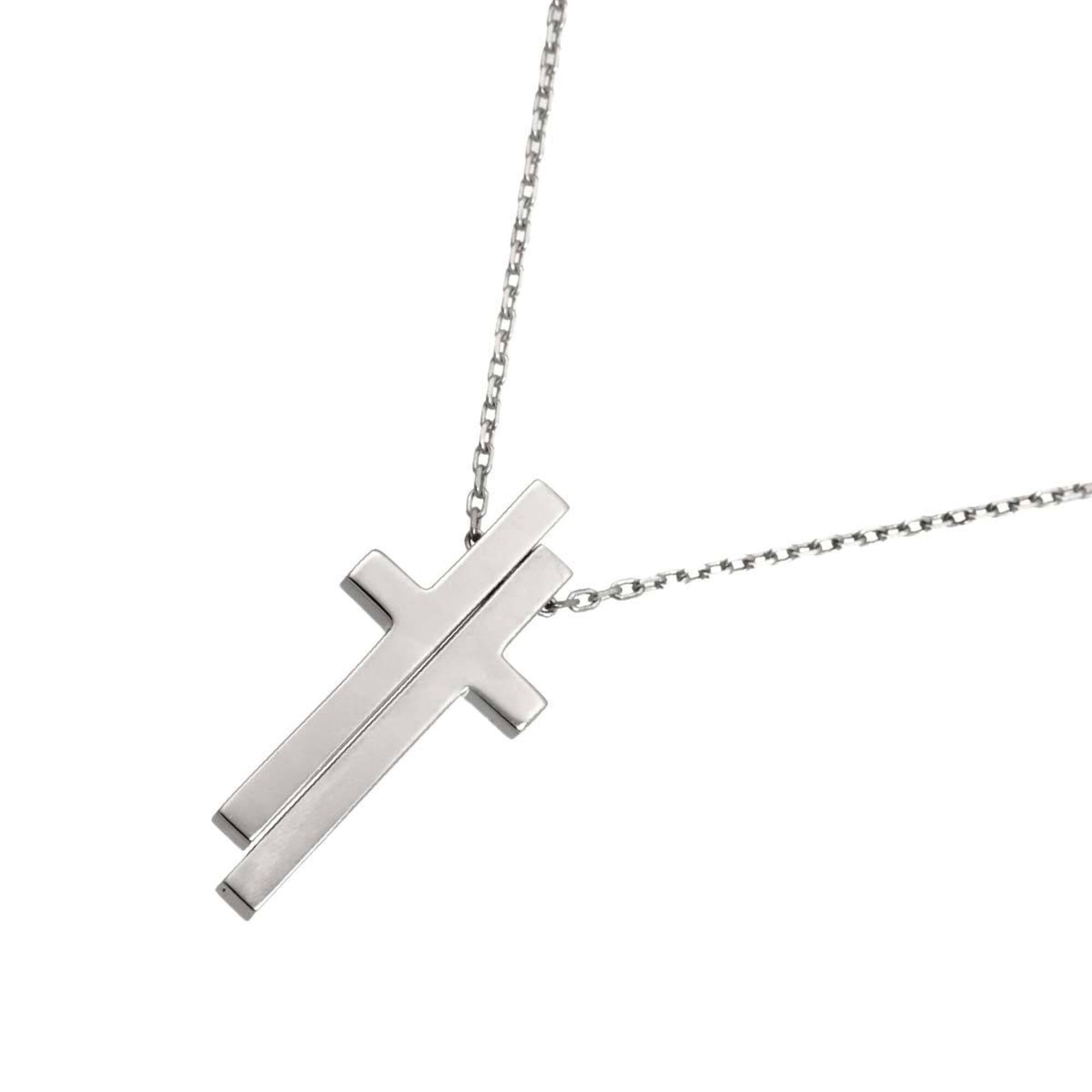 Gucci Separate Cross Necklace 48cm 18K WG White Gold 750
