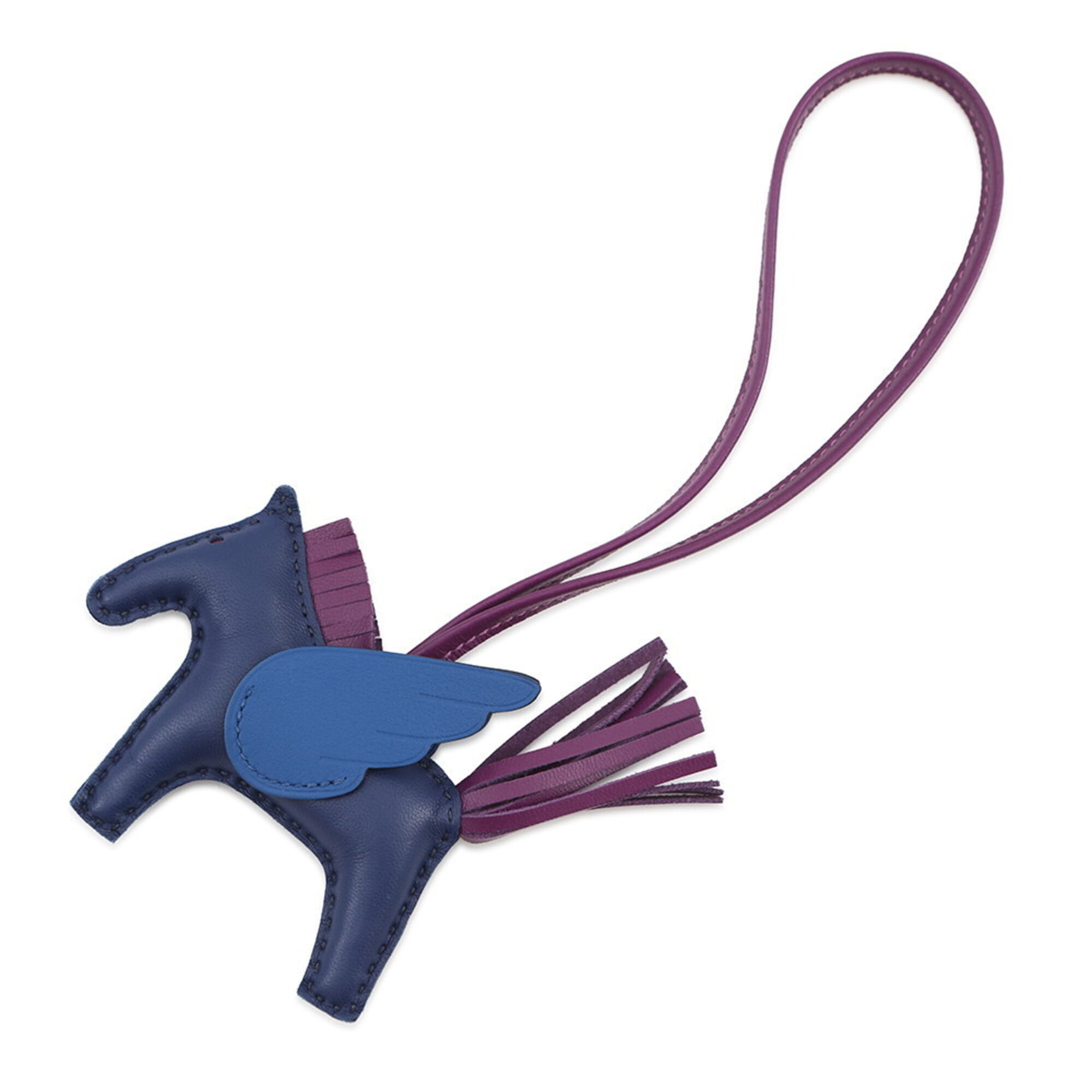 Hermes accessory bag charm Rodeo PM Pegasus Blue Saphir Violet France Lambskin Z stamp women\'s HERM