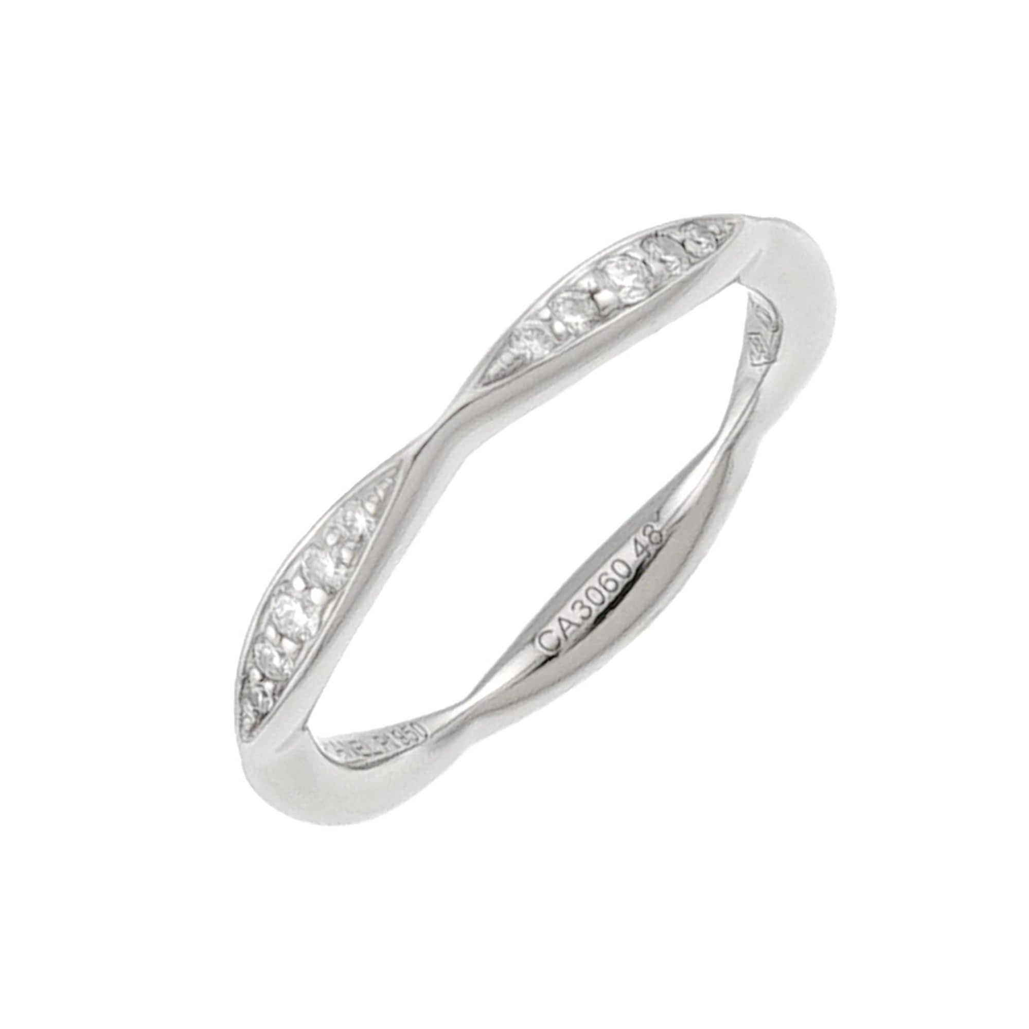 Chanel Camellia Ring #48, Half Diamond, Platinum.