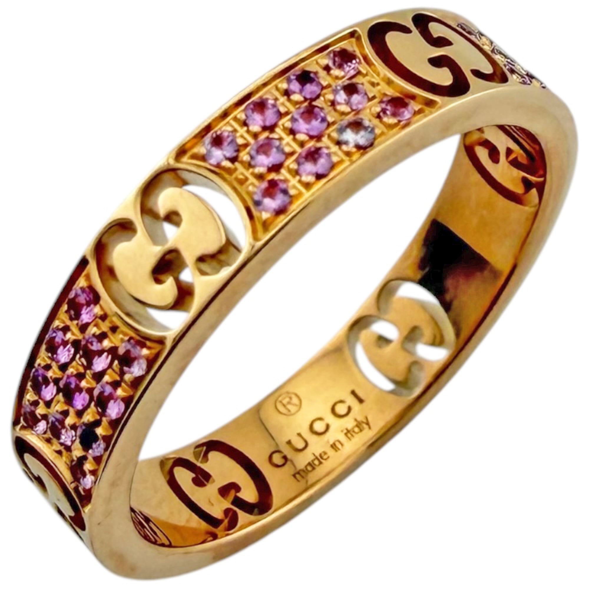 Gucci Icon Stardust Ring, 18K Pink Gold, Sapphire, Women\'s