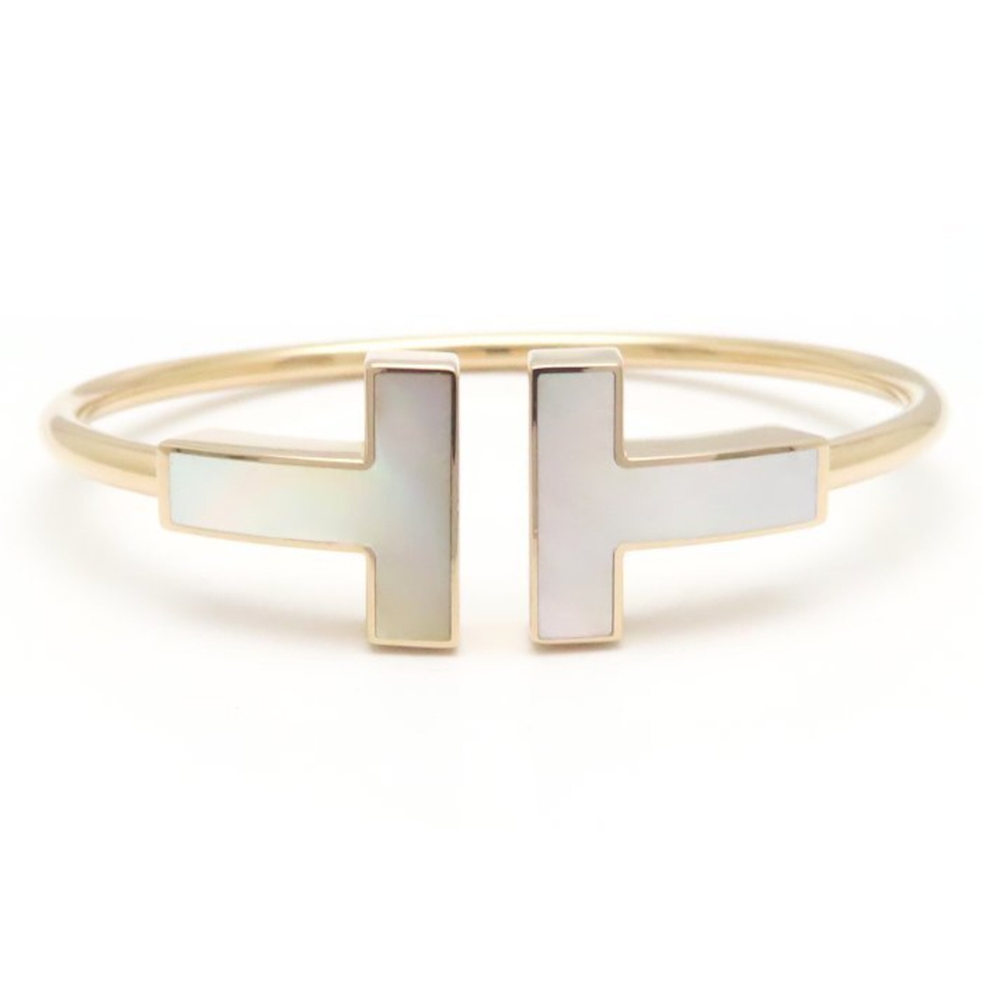 TIFFANY&Co. Tiffany T Wire Bangle Wide Mother-of-Pearl 18K Rose Gold Women\'s 295304