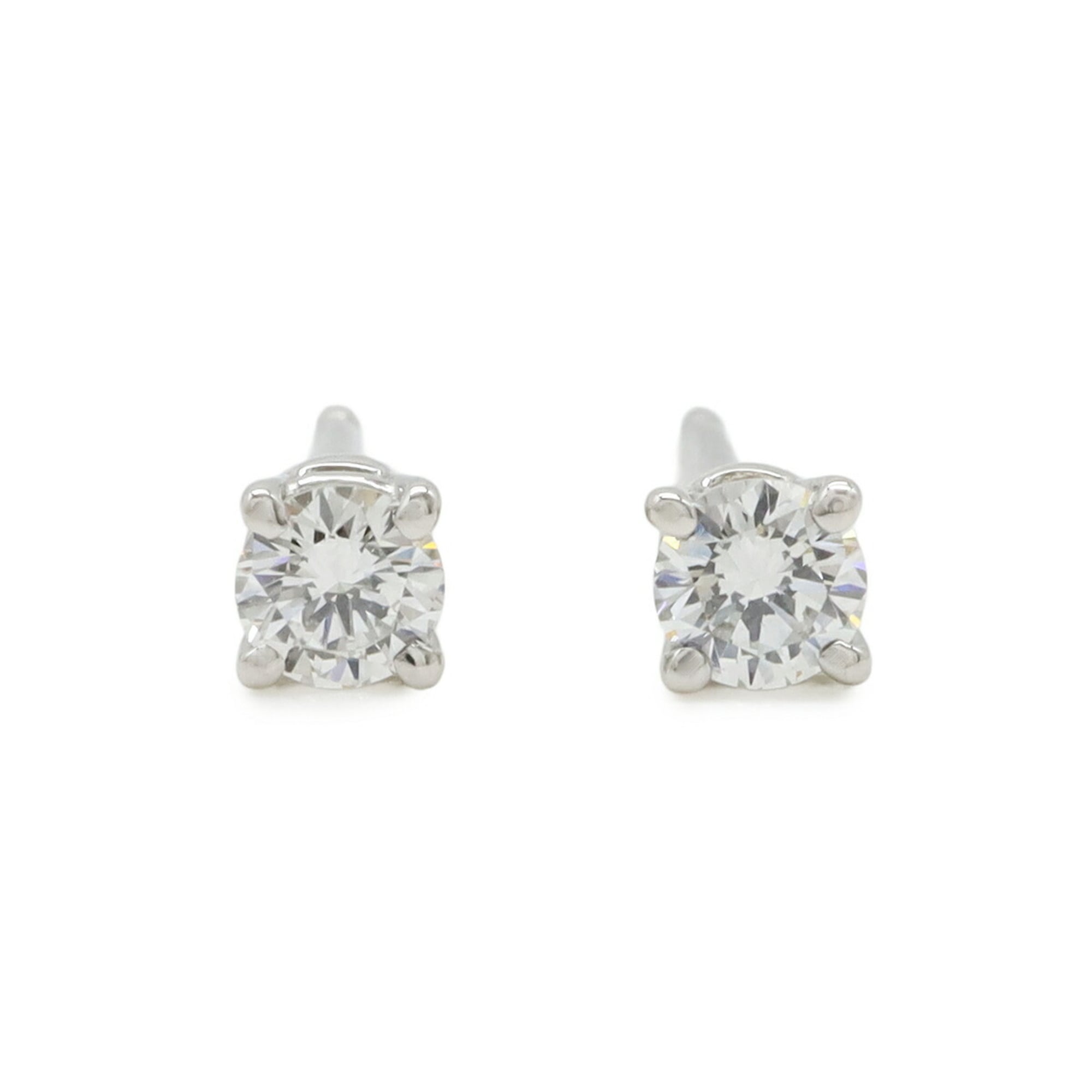 TIFFANY&Co. Tiffany Solitaire Diamond Stud Earrings, Pt950 Platinum,