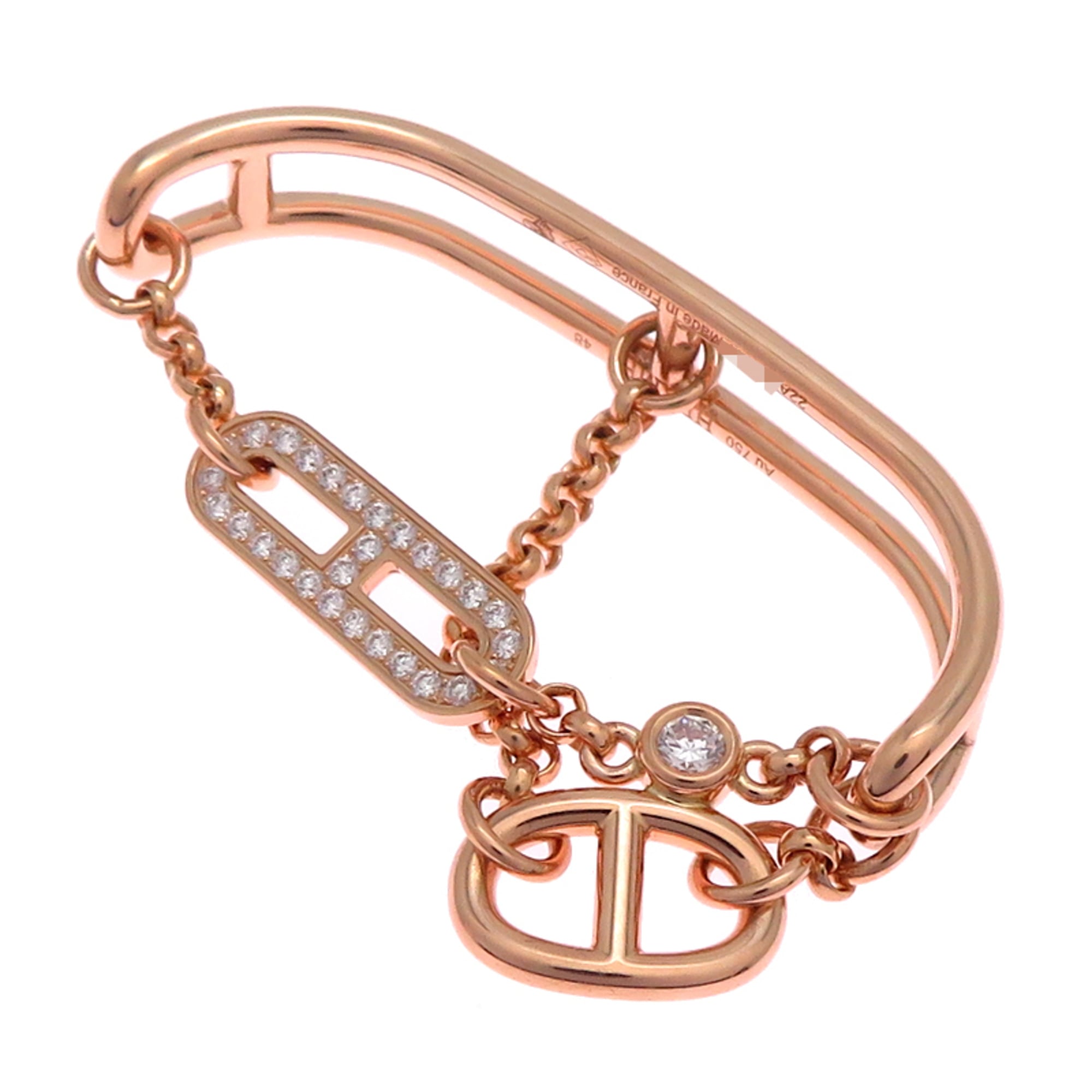 Hermes Herms #48 Chaine d\'Ancre Chaos Women\'s Ring in 750 Pink Gold