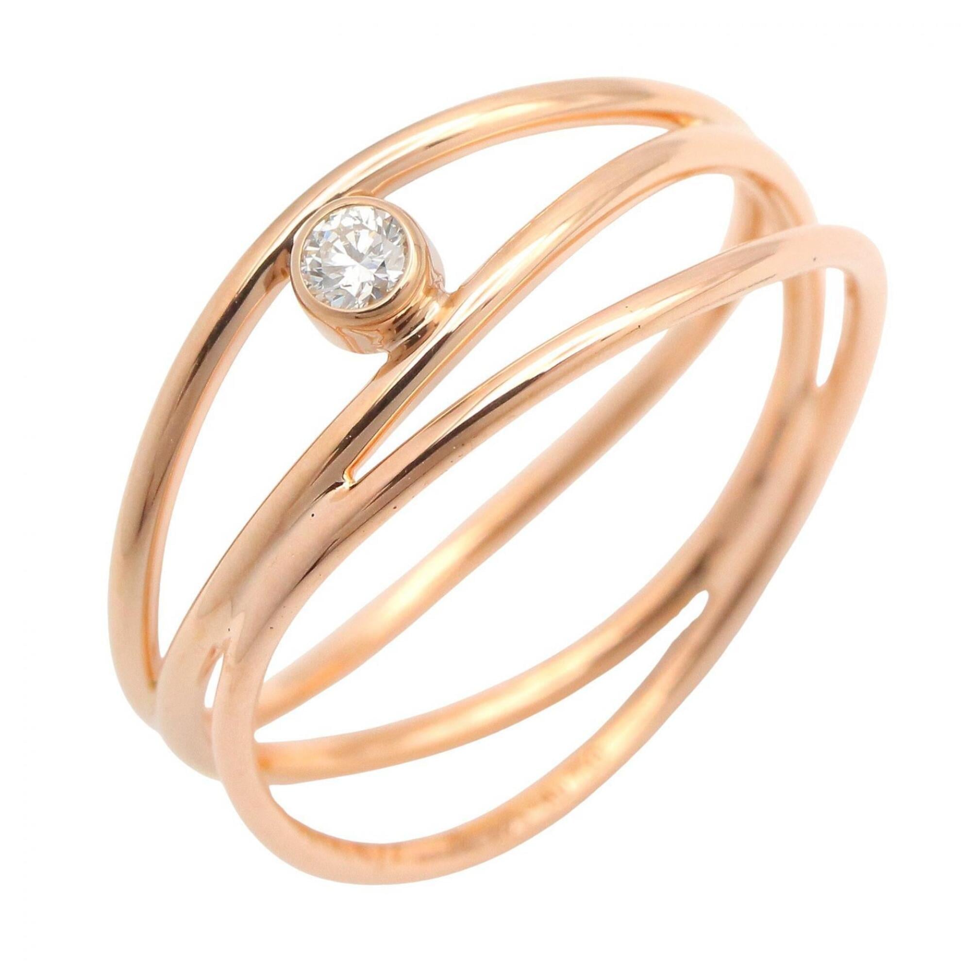Tiffany & Co. Wave 3-Row Diamond Ring - 18K Pink Gold (PG) Women\'s Clear/Gold Tone