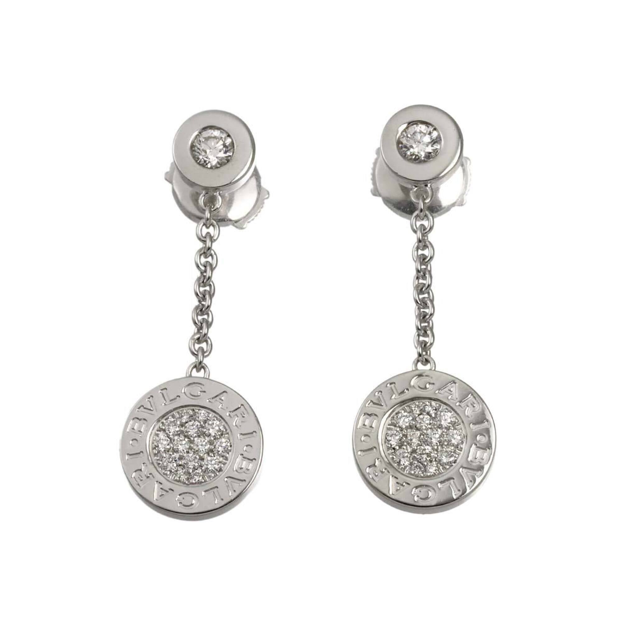 Bulgari BVLGARI Double Diamond Earrings 18K WG White Gold 750 Pierced